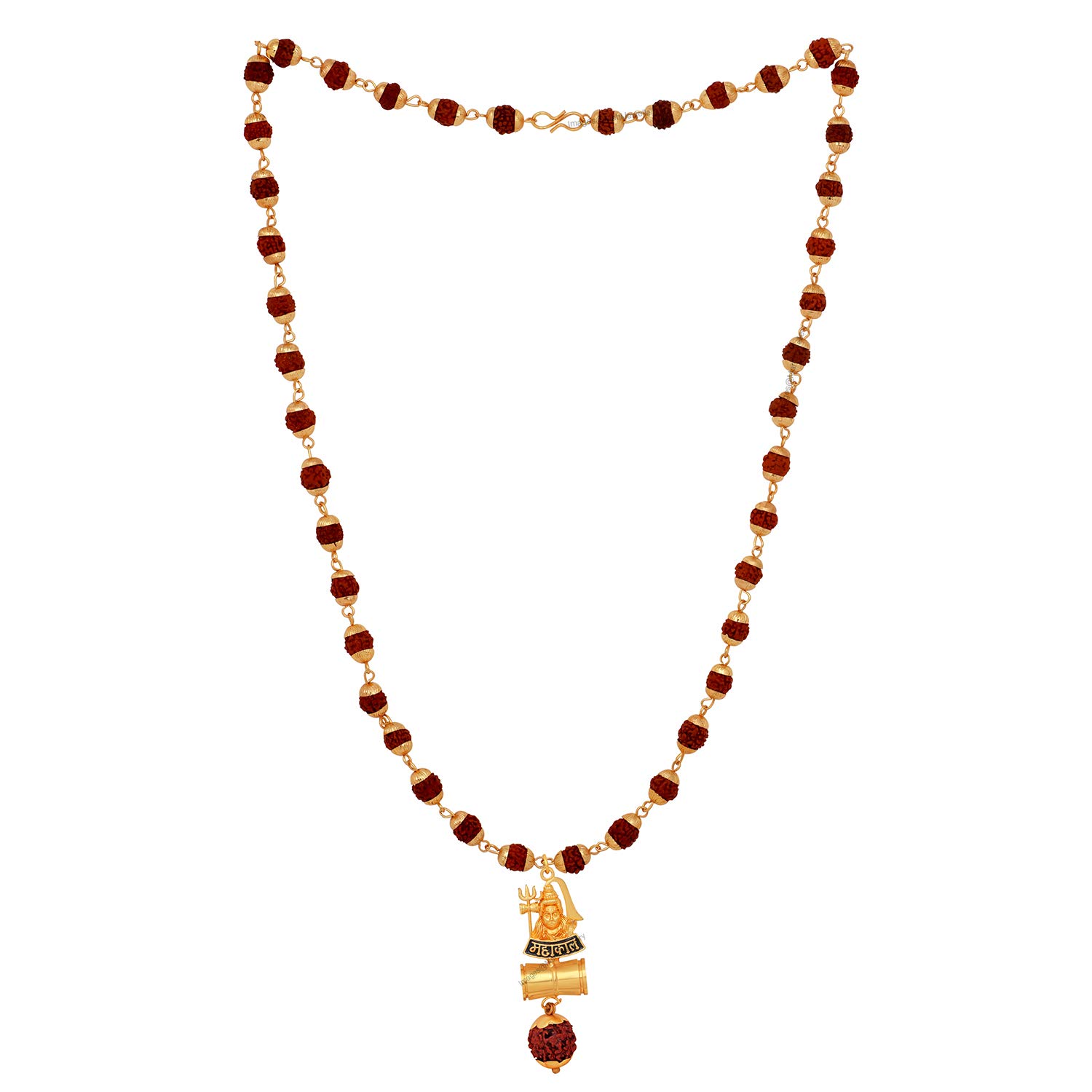 Mahi Lord Shiv/Mahakal Trishul and Damru Religious God Pendant with 24 Inch Rudraksh Mala for Men and Women (PS1101705G) 2