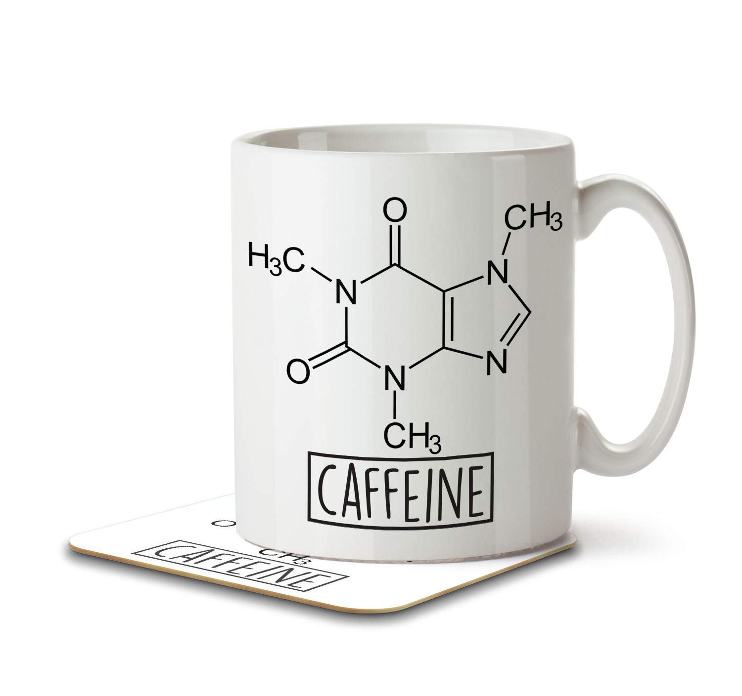 The Inky Penguin White - Caffeine Chemistry Formula Design - Mug And Coaster, Ceramic, 11Fl. Oz.