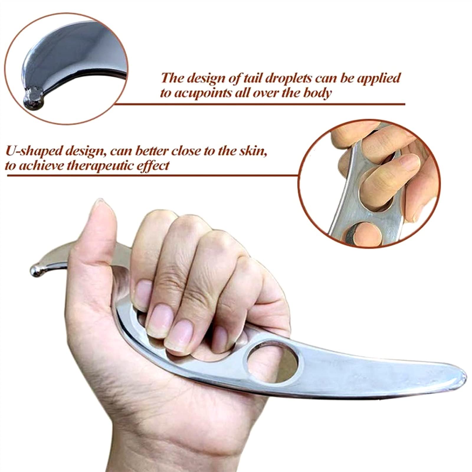 BAWHO Herramienta Gua Sha, Herramientas de Masaje de raspado Manual de Acero Inoxidable, Terapia física, Alivio del Dolor, liberación miofascial, movilización de Tejidos, 1 Uds.