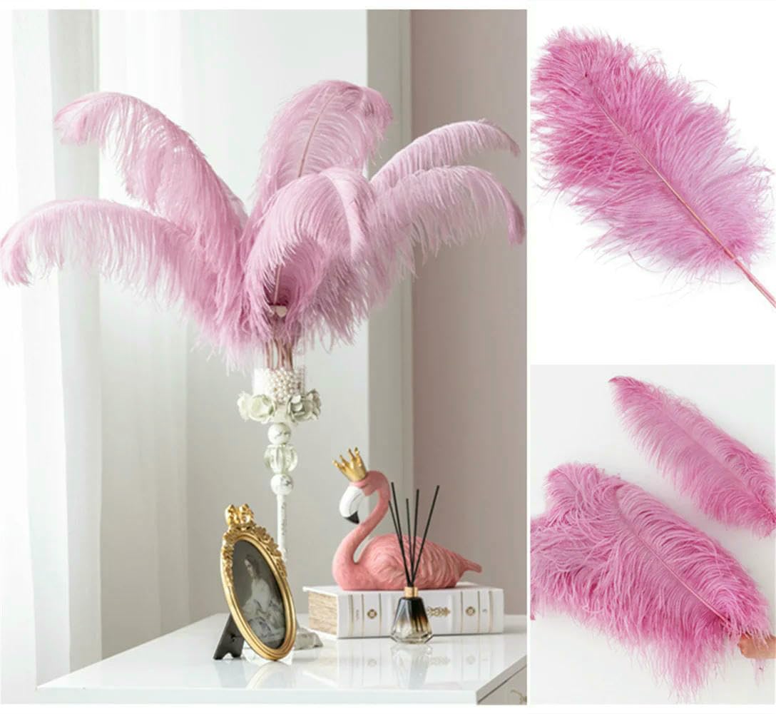 10 pezzi 25-50 cm piume di struzzo viola per artigianato, decorazioni di carnevale, centrotavola, vasi, accessori artigianali - cachi chiaro - 40-45 cm