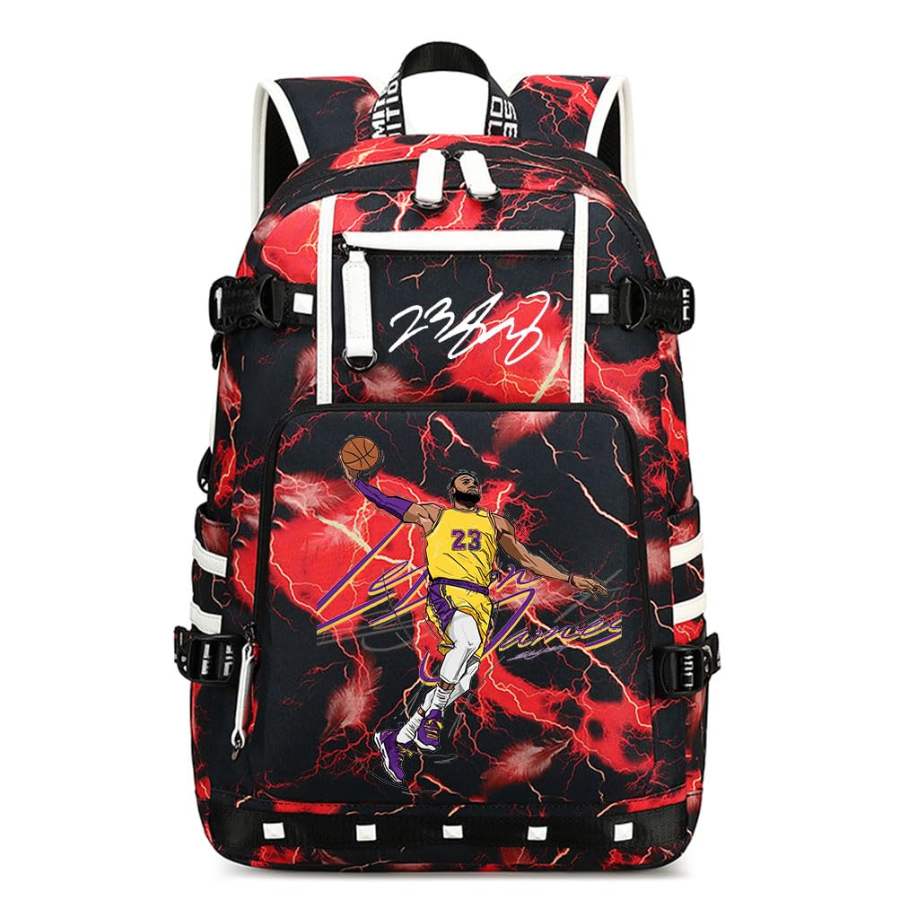 Ansigeren Basketball Player 23 Multifunction Backpack Travel Student Backpack Fans Bookbag For Men Women (B)