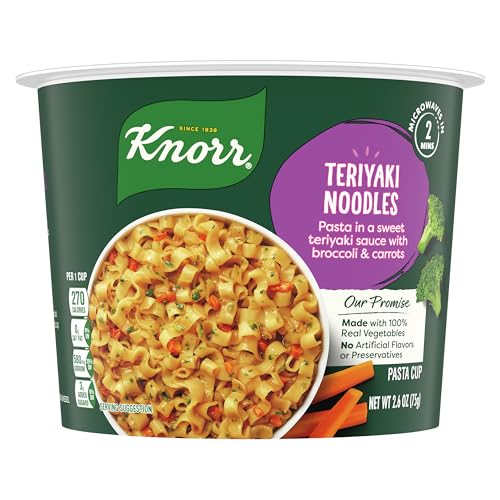 Knorr Pasta Cup For a Quick and Easy Meal, Teriyaki Noodles Made with 100% Real Vegetables & No Artificial Flavors or Preservatives, 2.6 oz