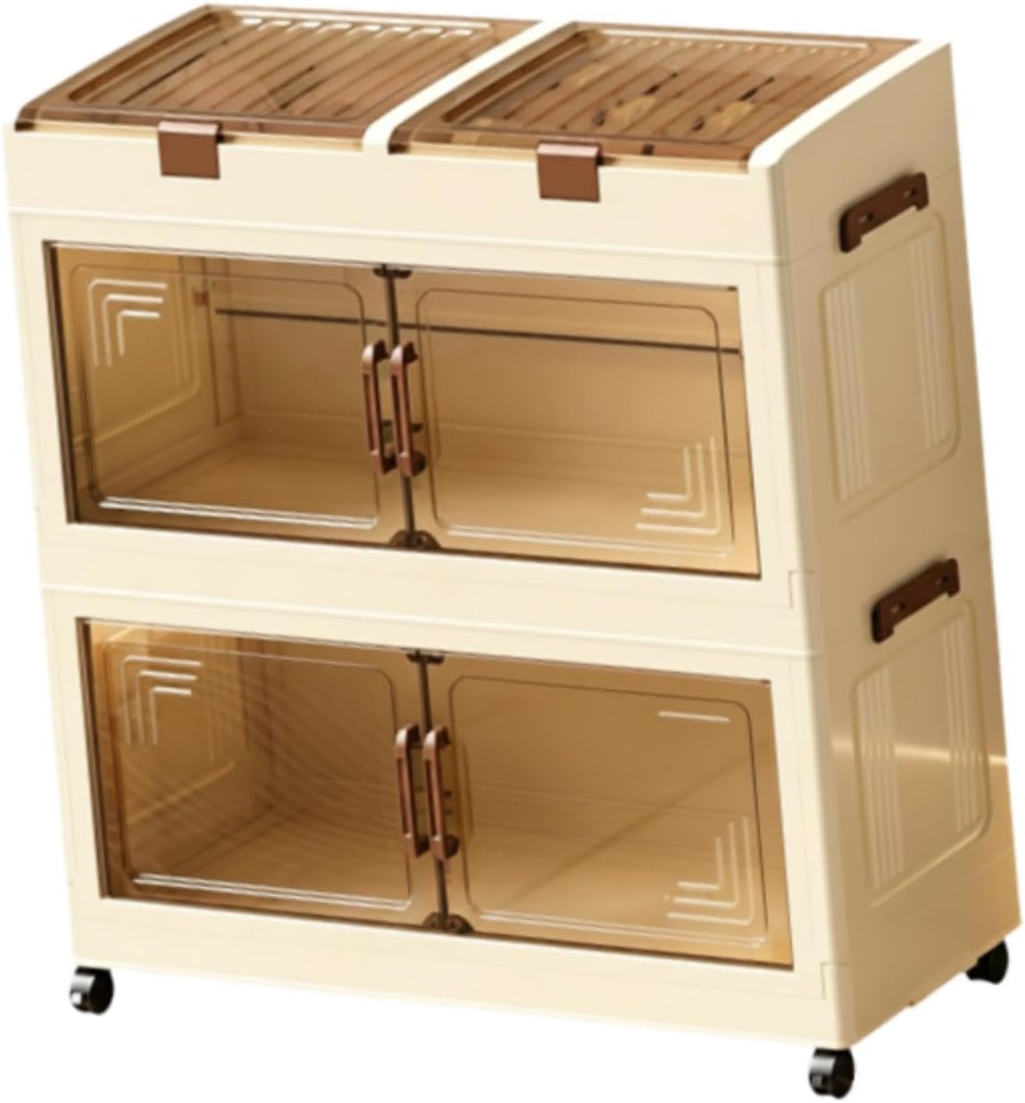 Foldable Storage Cabinet Storage Organizer Bin with Doors Rolling Folding Box Versatile Space Saving Design for Bedroom Living Room Dorm Home Office, 80cmx33cmx77.5cm