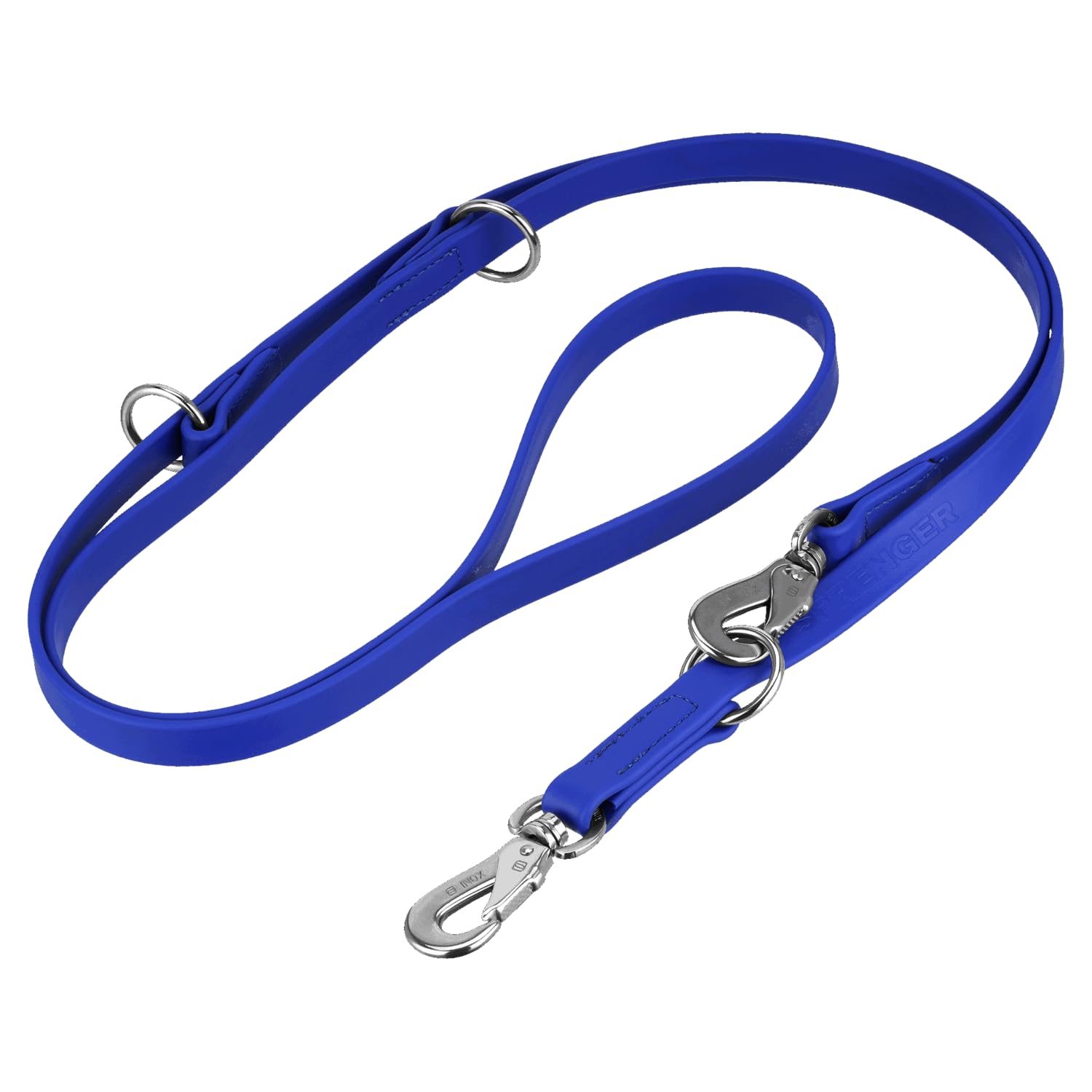 Sprenger BioThane® Hundeleine 3-Fach verstellbar, 2,3 m – extrem reißfest, pflegeleicht, wasserabweisend, für große Hunde, Blau