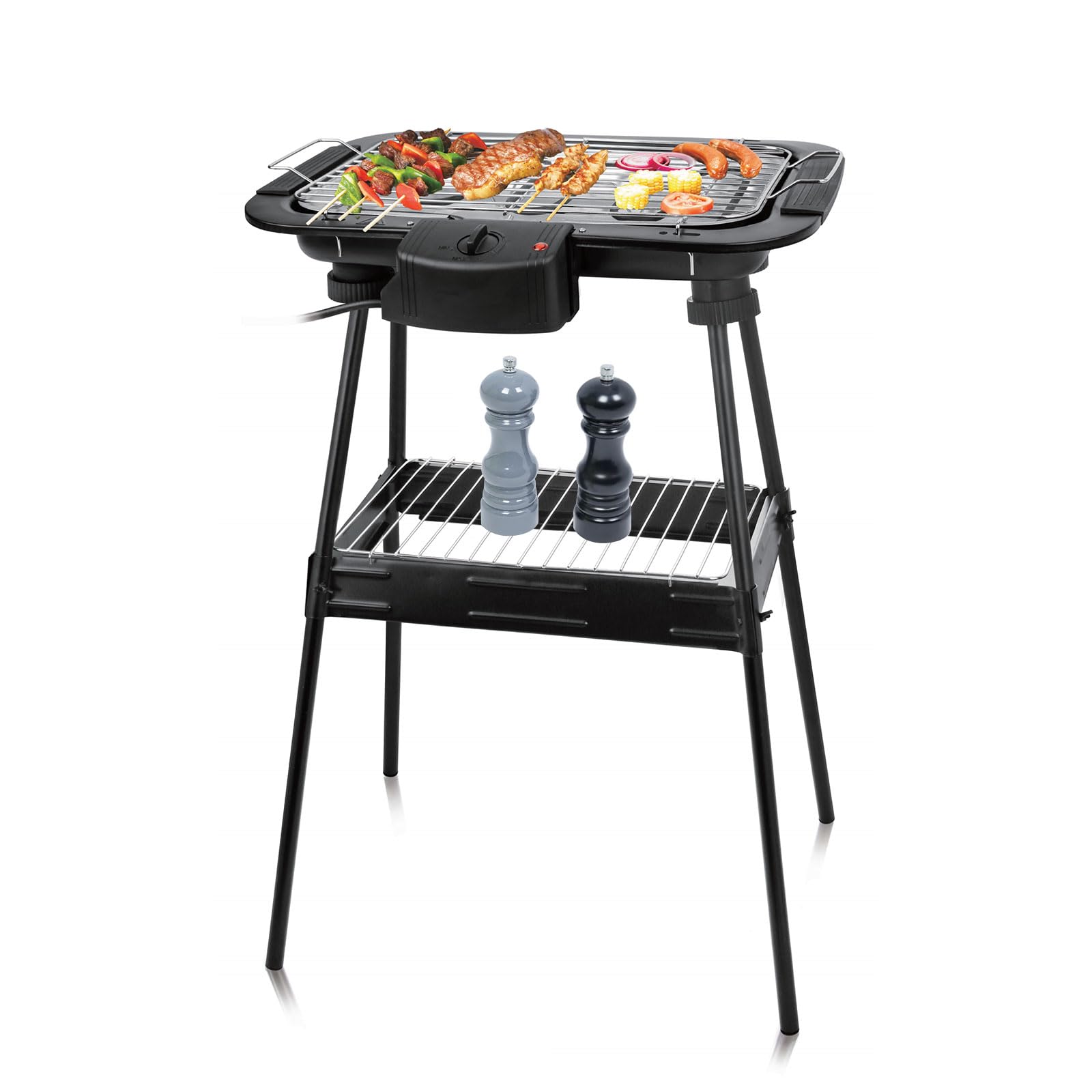Upgrade Version-YANDEA Electric Grill 1700W Outdoor Indoor Cooking,Smokeless BBQ,Portable Removeable Stand Grill,Temperature Controal&Non Stick cooking for Family Party,Camping