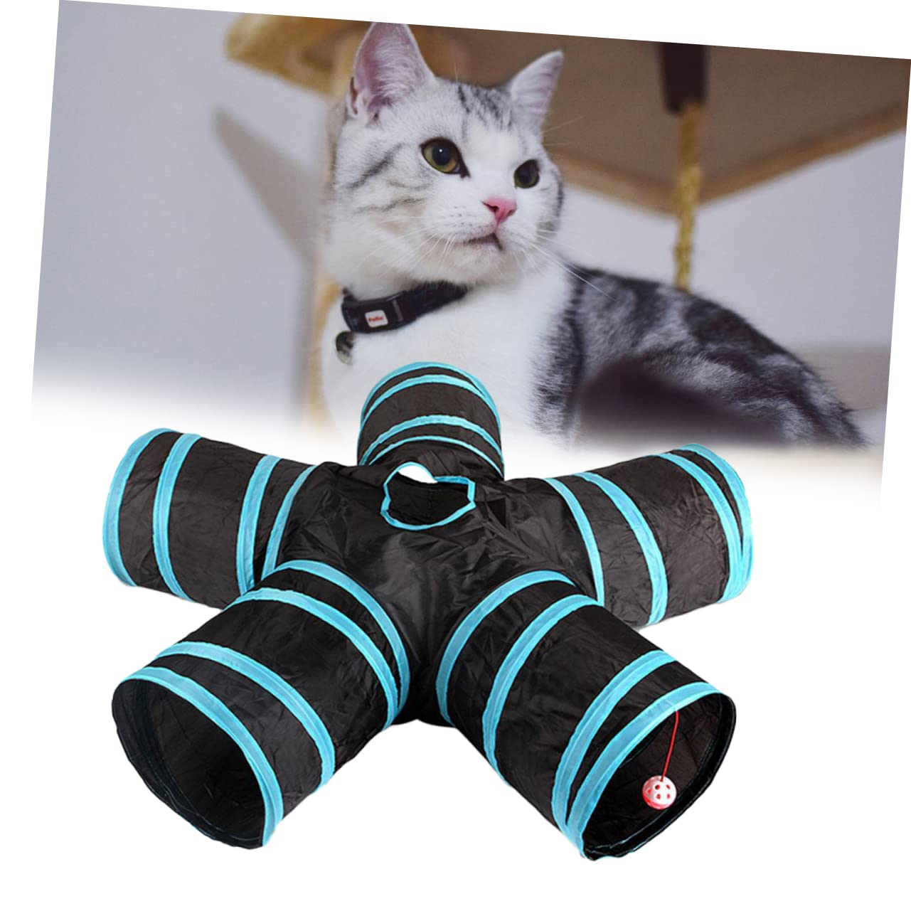 FRCOLOR 3 Piezas de Tubos de hámster Plumas para Juguetes para Gatos, Juguetes para Perros pequeños, Juego de Animales, Juguetes para Perros, Juguetes para Mascotas, túnel Plegable de 5 vías, túnel