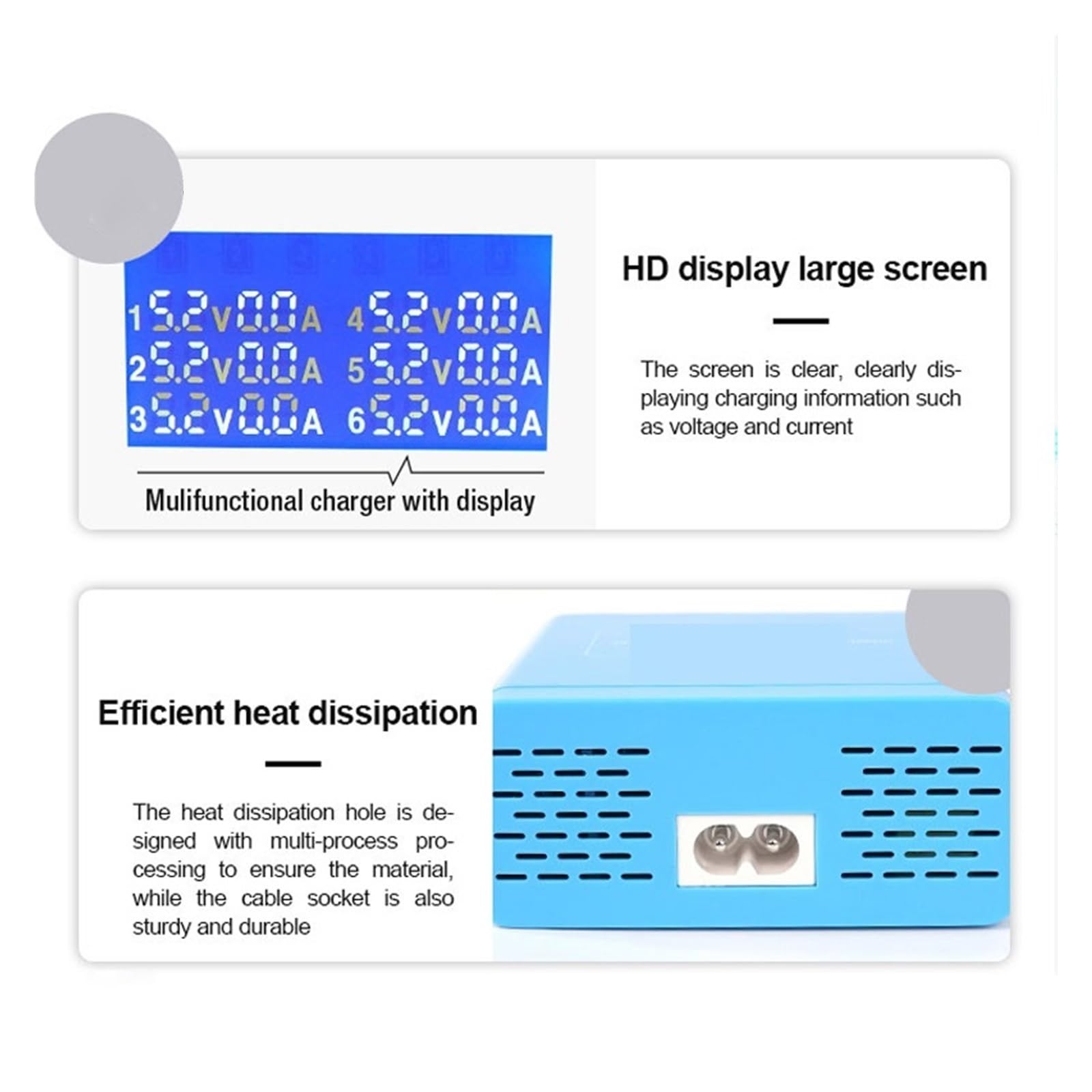 Caricatore Con Display Digitale USB Intelligente A 6 Porte PD3.0 + QC3. For Tutti I Telefoni Cellulari E Supporto Di Ricarica For Tablet Capacità Di Ricarica Rapida