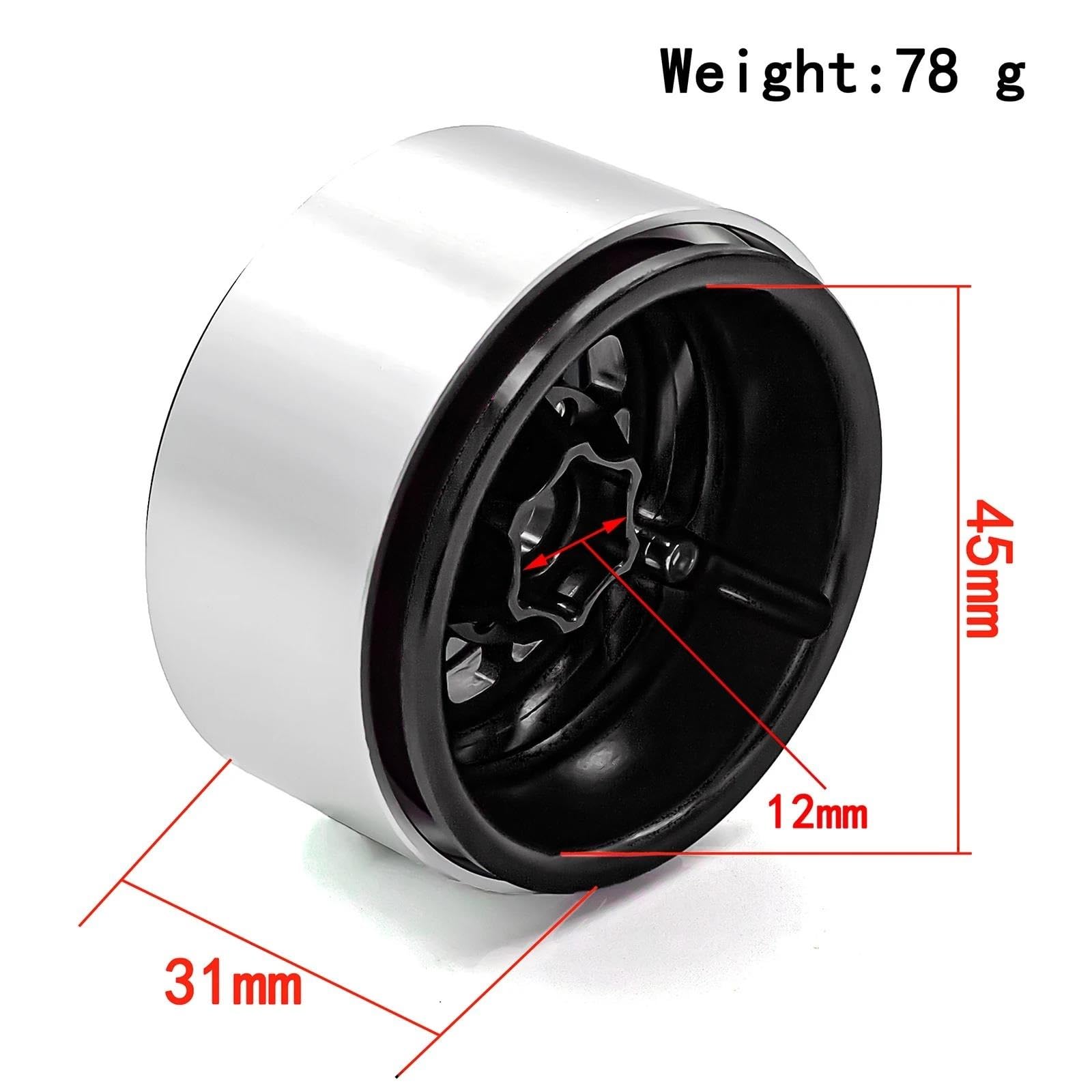 RC Car Pneumatico Ruota Compatibile con Traxxas per TRX-4 TRX4 D90 D110 TF2 per Axial SCX10 90046 4 Pezzi Cerchione in Metallo Beadlock 1.9 per 1/10 RC Rock Crawler