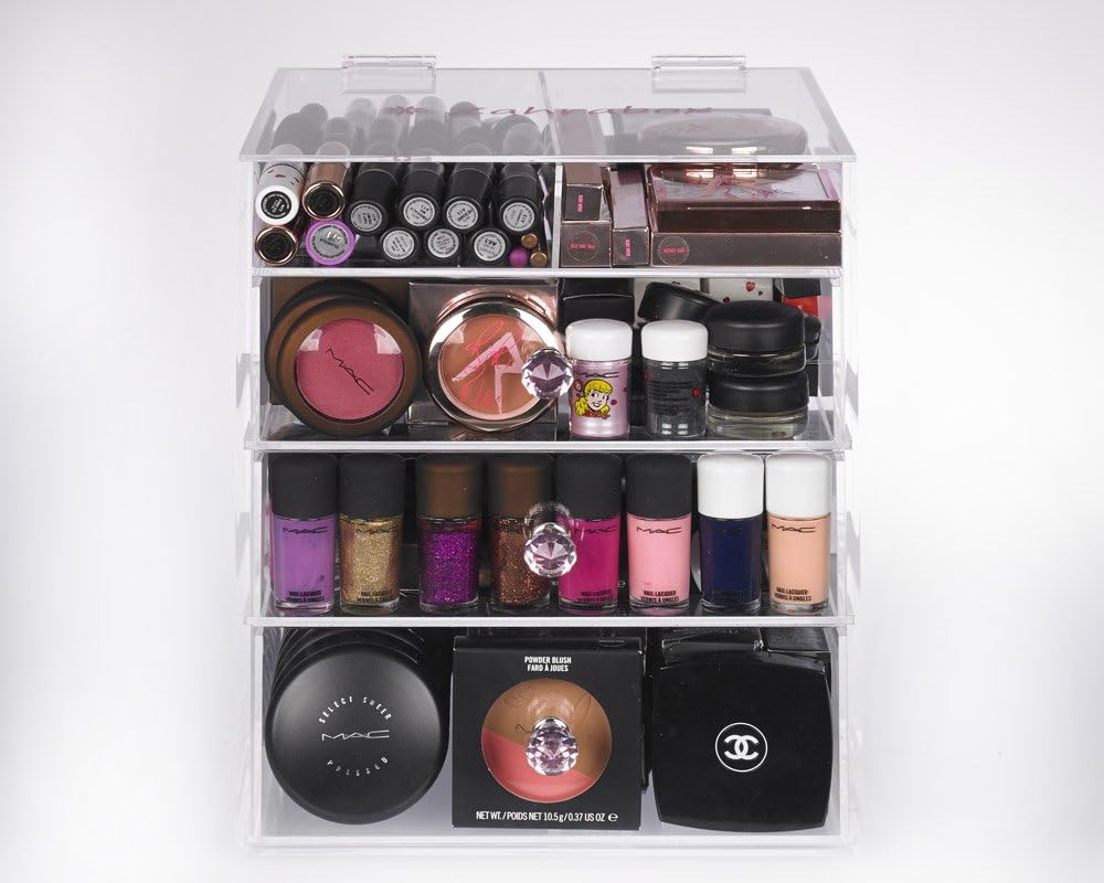 Zahra Beauty Acrylic Makeup Organizer- Triple Diamond. Makeup Drawers
