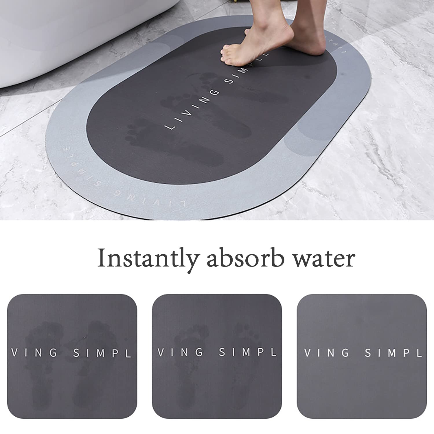 Alfombra de Baño Antideslizante,Alfombra de Baño Agua súper Absorbente,Suave Acogedora Alfombra para Cocina Salón Dormitorio Entrada
