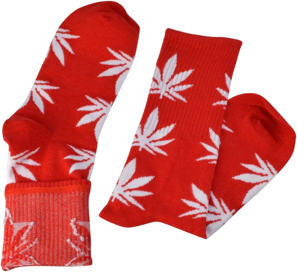 Lystaii 5 Pairs Weed Leaf Printed Cotton Socks Unisex Maple Leaf Printed Socks (Multicolor, Large) - Image 4