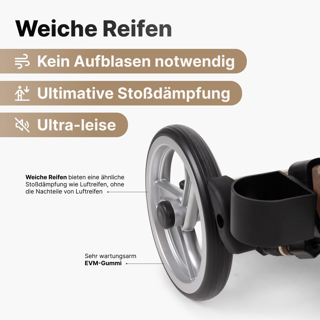 Luxo Rollator - Leicht & 2-fach faltbar – Mit integriertem Bremssystem, gepolsterter Sitz- und Rückenlehne, Tasche, Stockhalter – 6,9 kg – Gehhilfe für Senioren 160-182 cm - Champagner, Medium