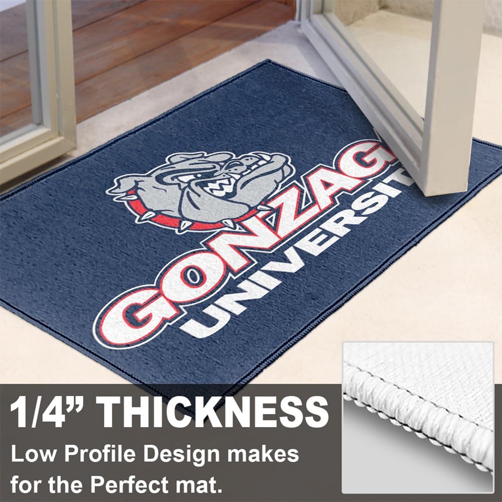 Campus Lab Gonzaga University Anti-Slip Indoor Doormat, 20” x 31.5” Primary Mark, Floor Mat for Inside Entry Way/Back Door Garage Mudroom Home and Office, Low Profile