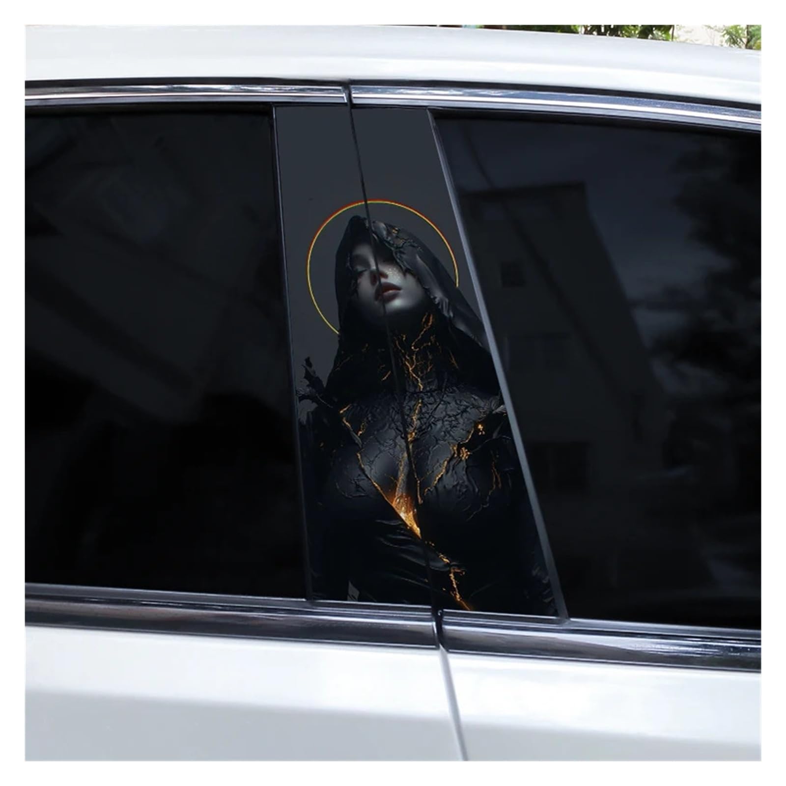 Car Side Decals 2pcs Cross Nun Sticker Car Doorpost Decal Waterproof Sunscreen for B-Pillar Door Decoration(Style H)