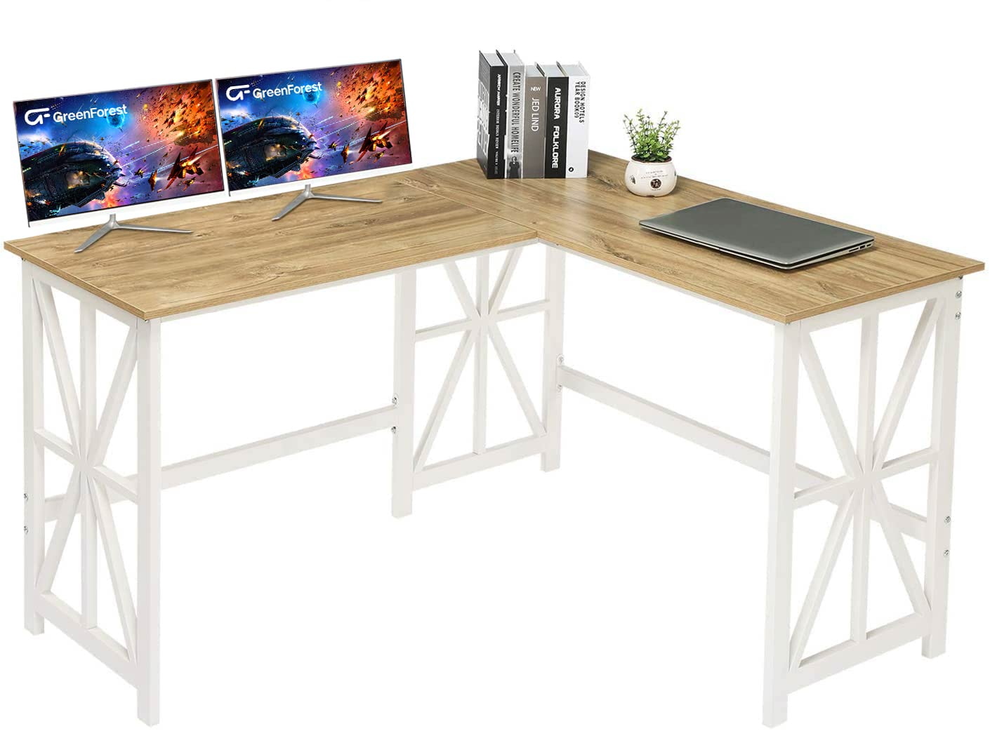 Buy GreenForest L Shaped Corner Desk 51 inch, Industrial Style Compact