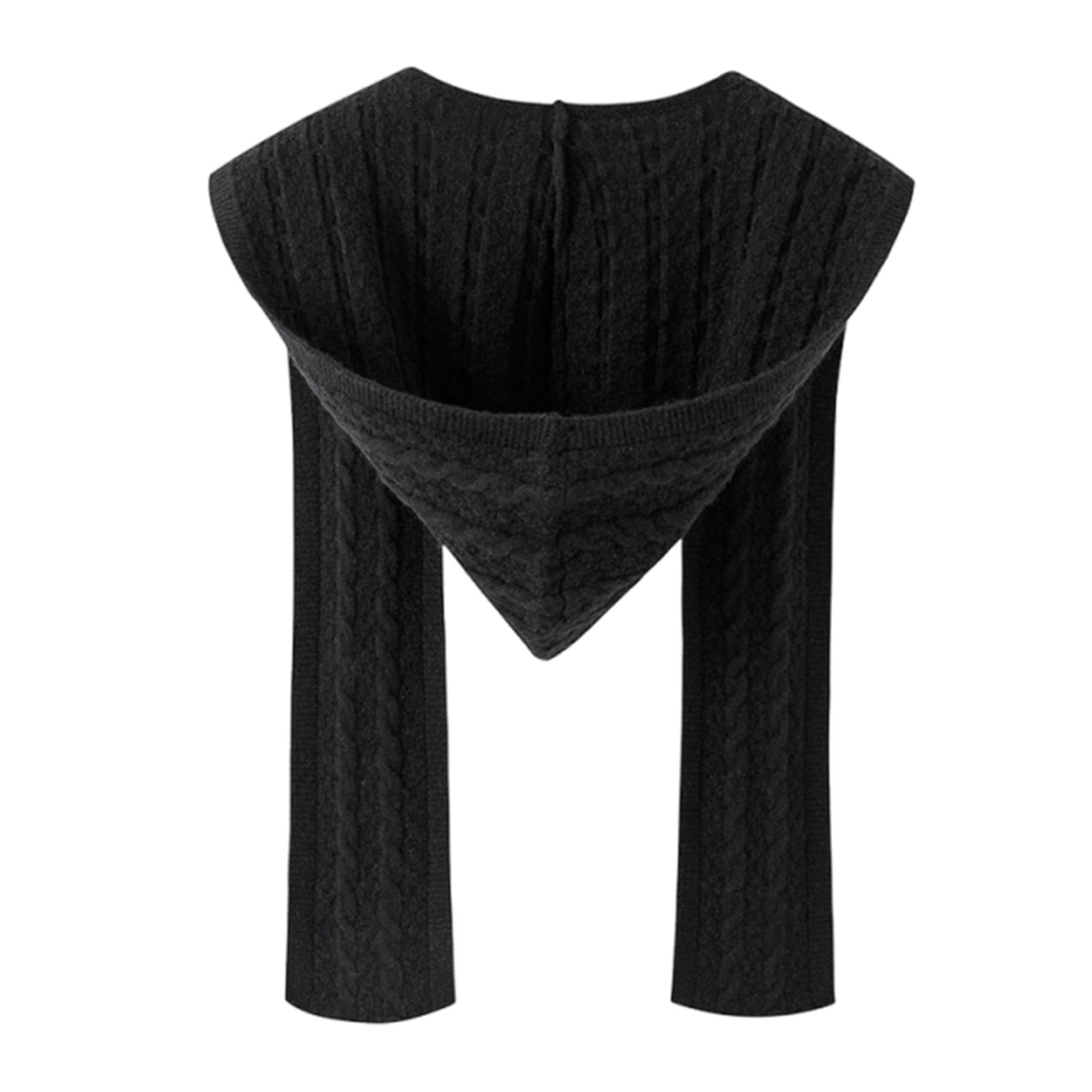 Winter Balaclava Neck Warmer Cape Scarf With Hood For Walking Skiing Outdoor Black-image-46
