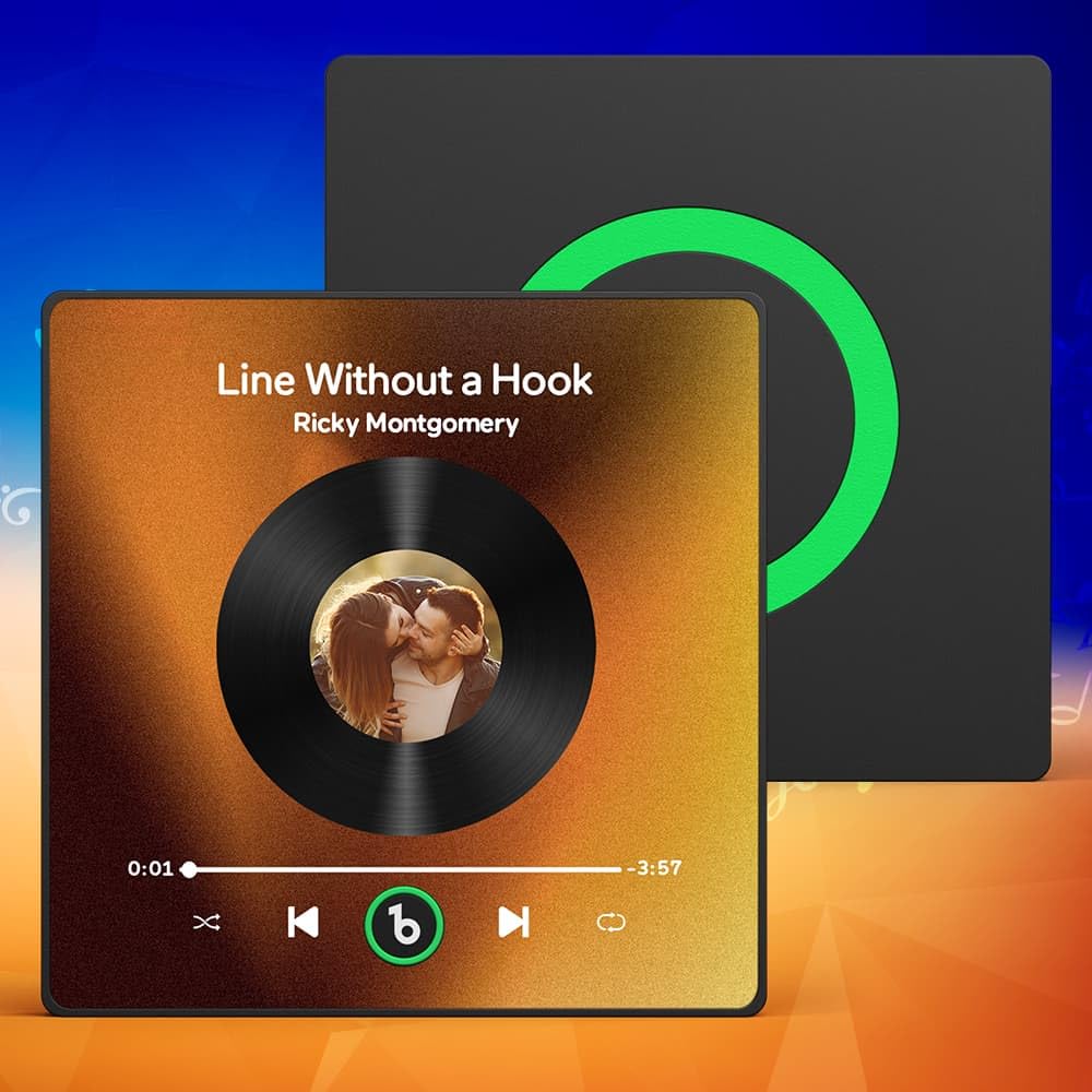 Imán de Refrigerador con Álbum de Música Personalizado Reproductor de Música con Foto – Imán Personalizable Único para Nevera, Parejas, Amantes de la Música y Decoración del Hogar