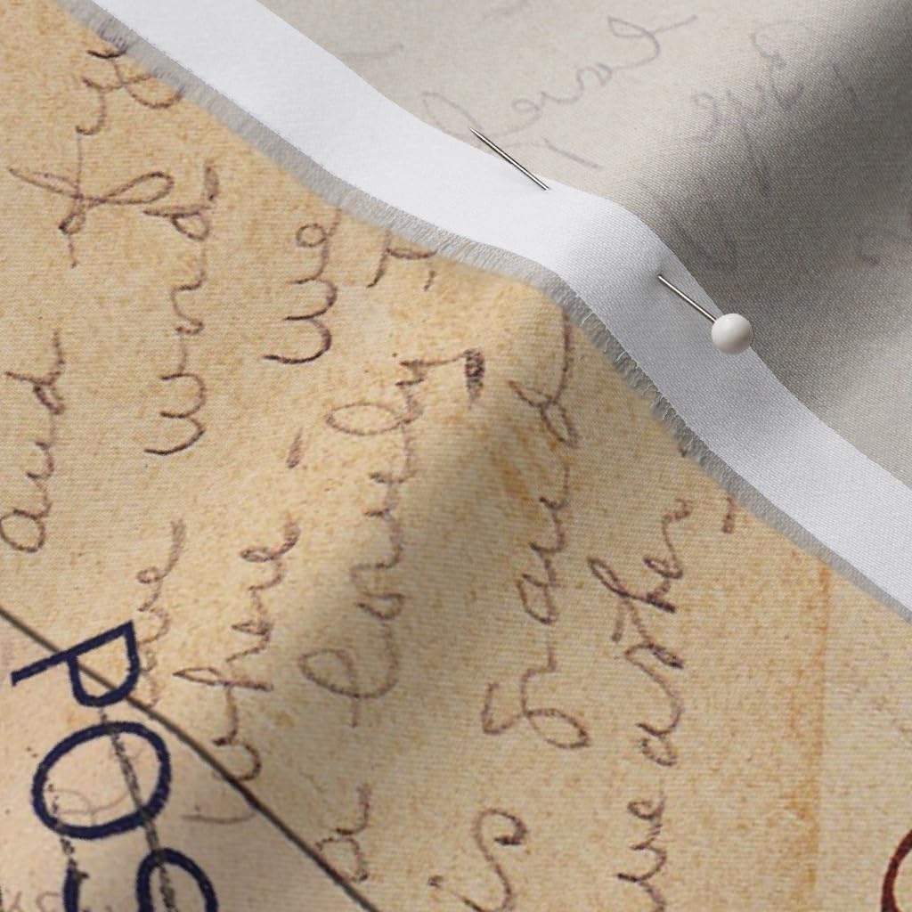 Spoonflower Fabric - Mail Vintage Handwriting Letters Script Printed on Organic Cotton Sateen Fabric by The Yard - Sewing Quilting Apparel Home Decor