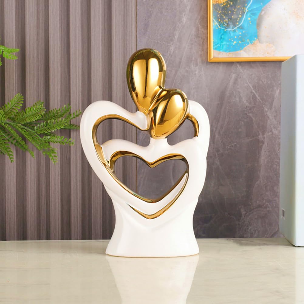 QBMYCN Estatua de cerámica abrazada de Pareja, Estatua de Arte Abstracto Moderno, Escultura de Pareja Abstracta romántica, para Sala de Estar, Dormitorio, Oficina, Entrada, Chimenea.