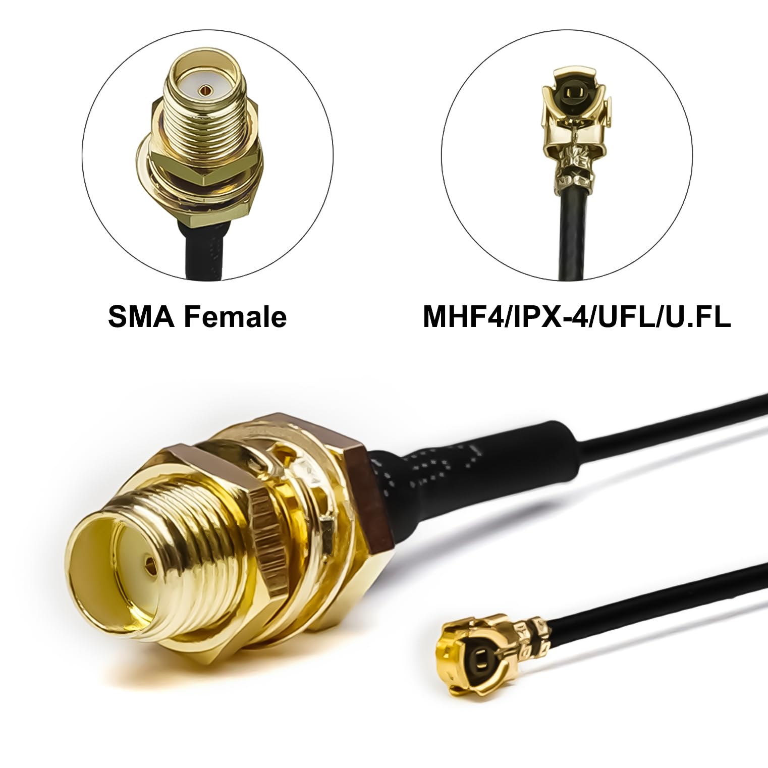 5 sztuk MHF4 UFL do SMA 12-calowy SMA żeński do U.FL IPX 0,81 mm Kabel koncentryczny UFL IPX-4 o niskiej stratności przedłużacz do radia, anteny, mini PCI