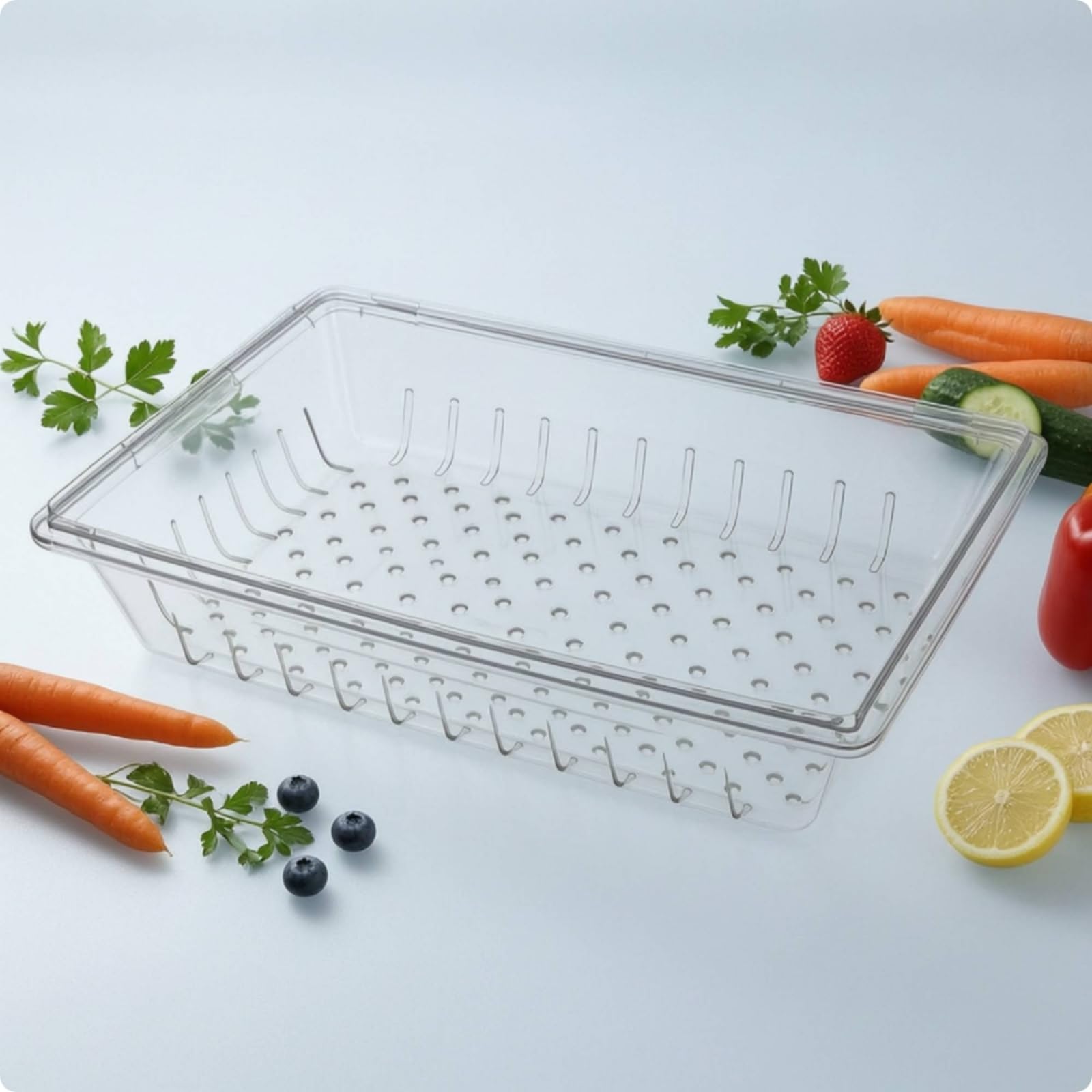 Contenitore Alimentare Trasparente Resistente Contenitore Impilabile con Coperchio Spesso Scatola di Plastica con, 44.5cm X 30.2cm X 15cm, Contenitore Rettangolare Piccolo Basso