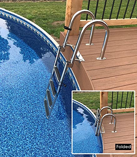 Escalera plegable para piscina y bote 4 pasos acero inoxidable miniatura 2