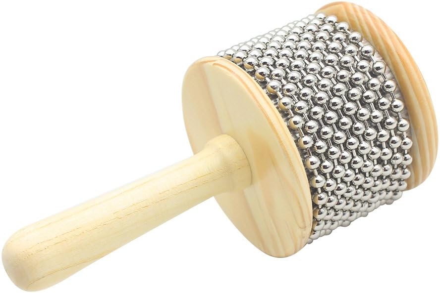 Strumento a percussione per agitatore per mani in legno Cabasa con perline di metallo per aula banda 3.4 "
