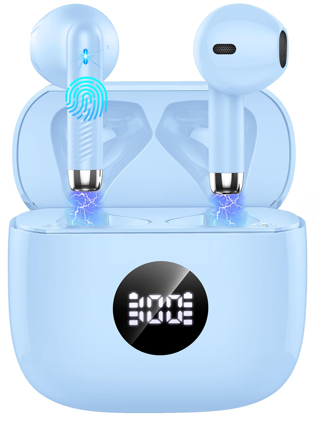 Wireless Earbuds, Bluetooth 5.4 Headphones in Ear with 4 ENC Noise Cancelling Mic, Bluetooth Earbuds 40Hrs Playtime, HiFi Stereo Deep Bass Wireless Earphones, IP7 Waterproof USB-C Fast Charge White — view 8