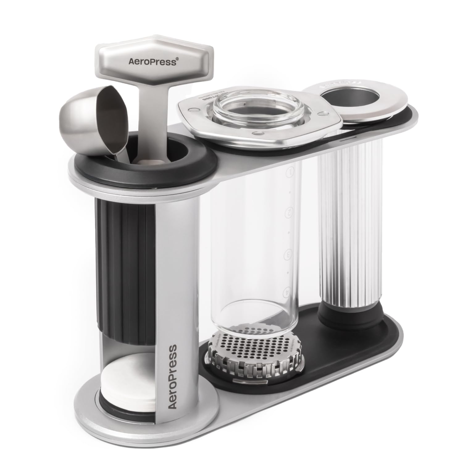 AeroPress Stainless Steel Organizer Stand, Organizing Caddy & Accessories Station with Storage Rack for Filters, Holder Fits Premium, Clear & Original Coffee Maker