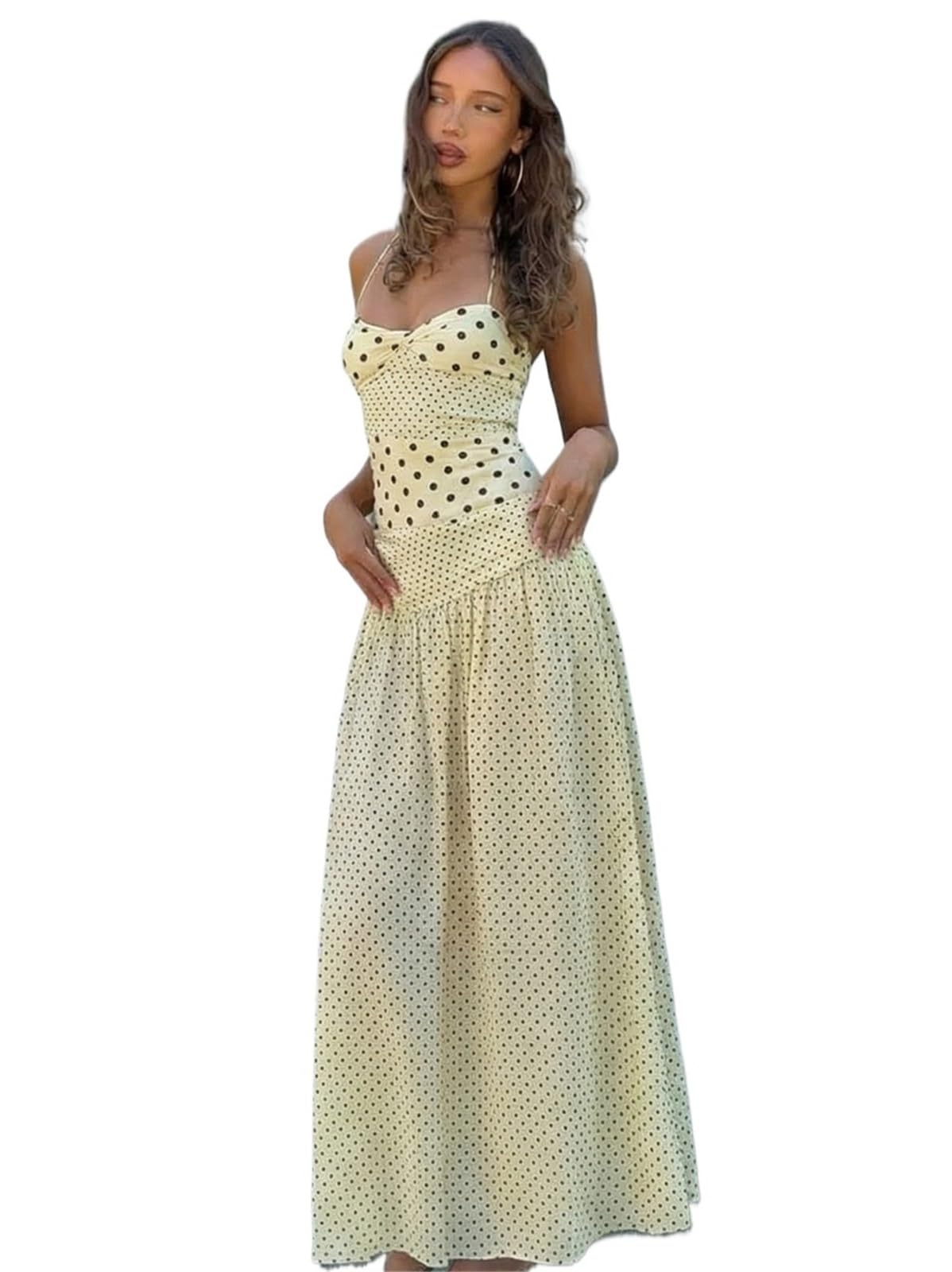 Vestido De Playa Moda Verano Sin Espalda con Cordones Largo Mujer Sexy Elegante Fiesta Cumpleaños Traje Vacaciones