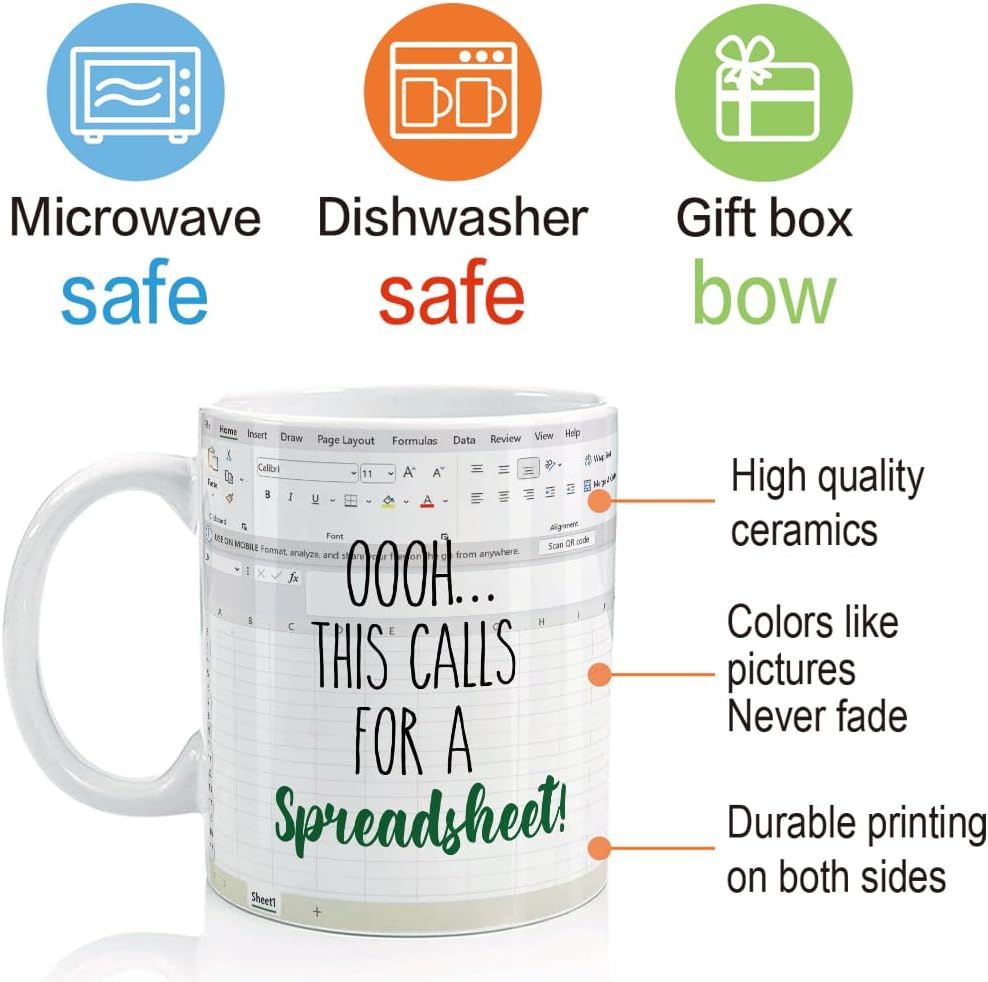 FALJIOK Funny Spreadsheet Work Mug 11oz, Trust Me I Know My Sheet Mug, Funny Spreadsheet Accountant Mugs Gift for Finance Banker Coworkers Accounting Boss Friends NA CPA CFO Analysts (Ohhh) - Image 4