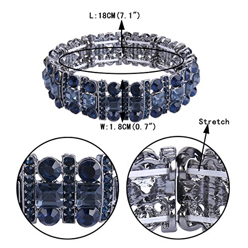 EVER FAITH Austrian Crystal Art Deco Three Layers Bride Elastic Stretch Bracelet4