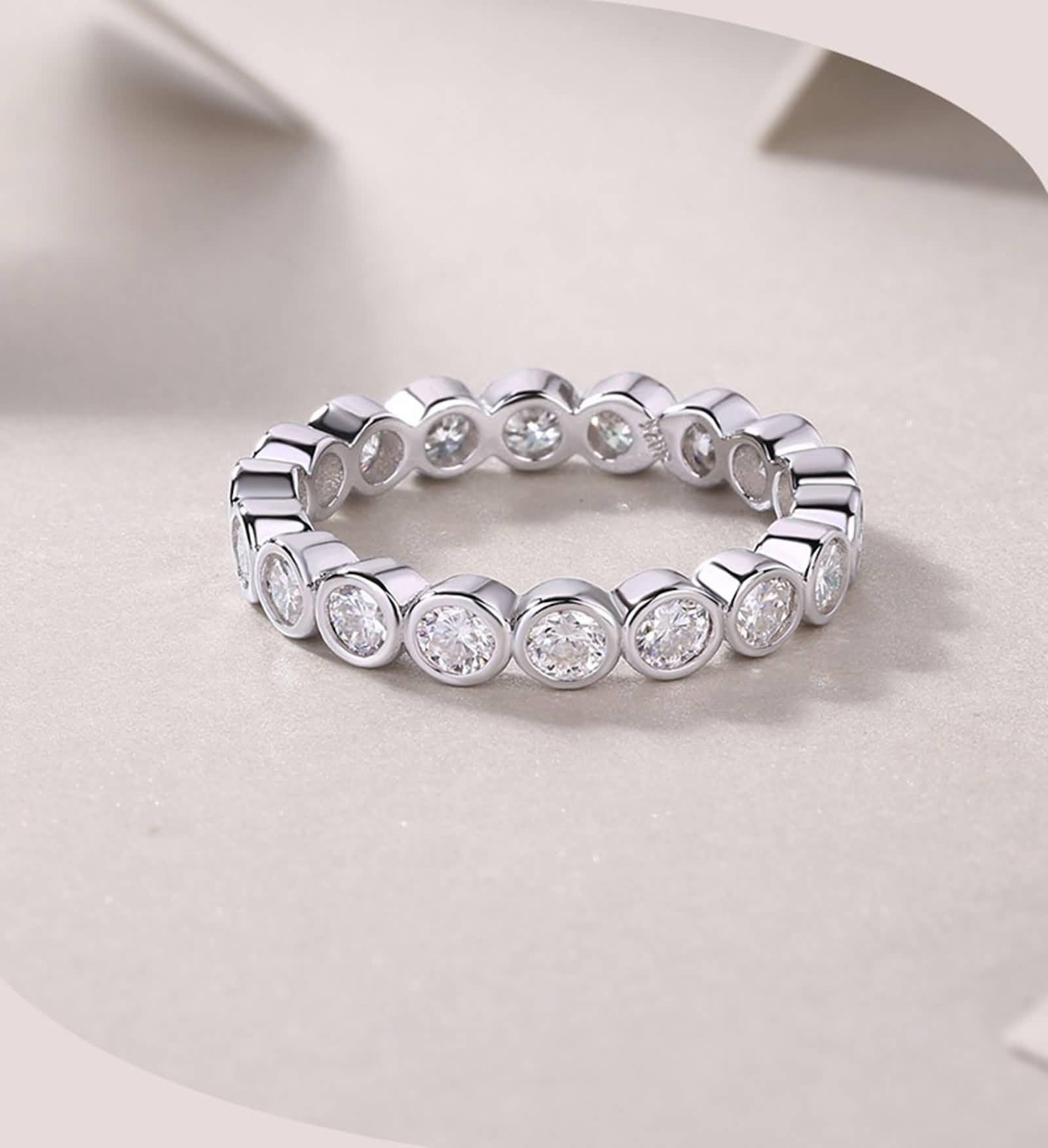 Anelli di fidanzamento, anelli di nozze 3 mm, in argento bianco 18 carati, misura 49 (15,6)