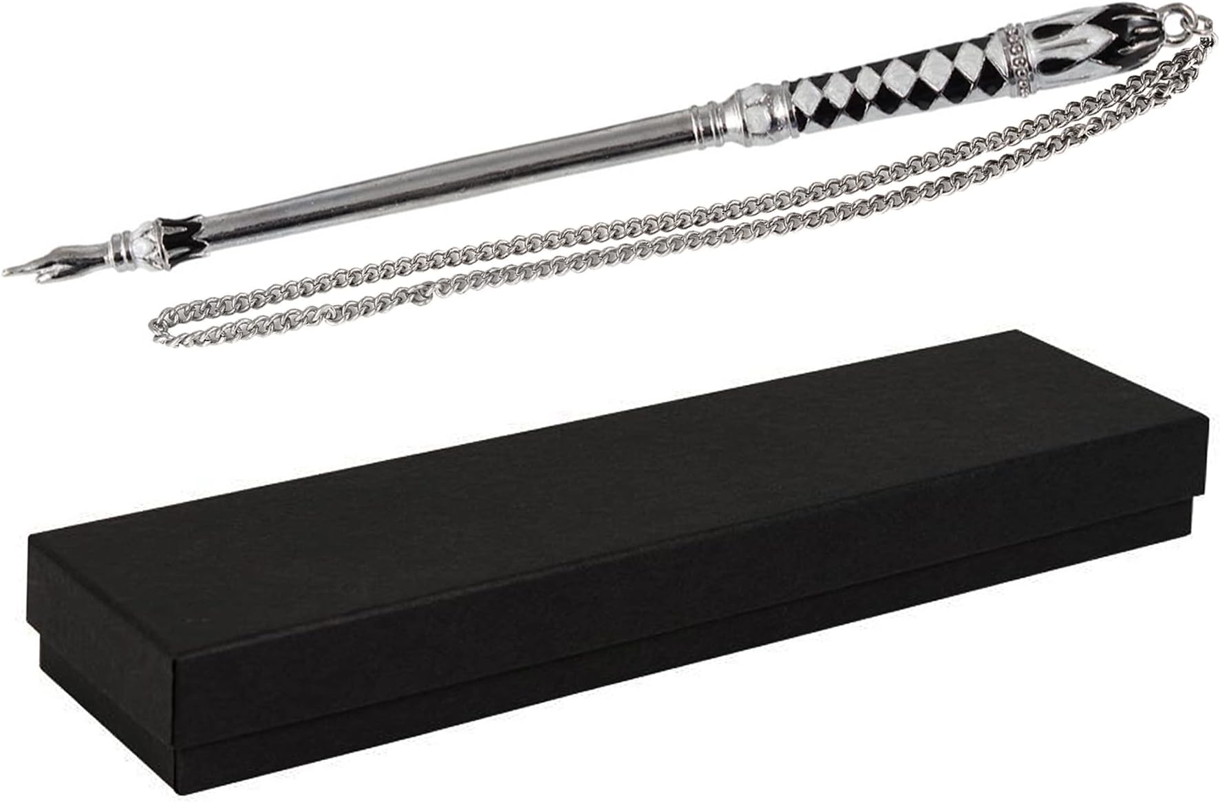 Torah Pointer Yad Silver Plated Tora Scroll Reading Hand Assistant Decorated in Black and White Enamel in Giftable Box by Zion Judaica
