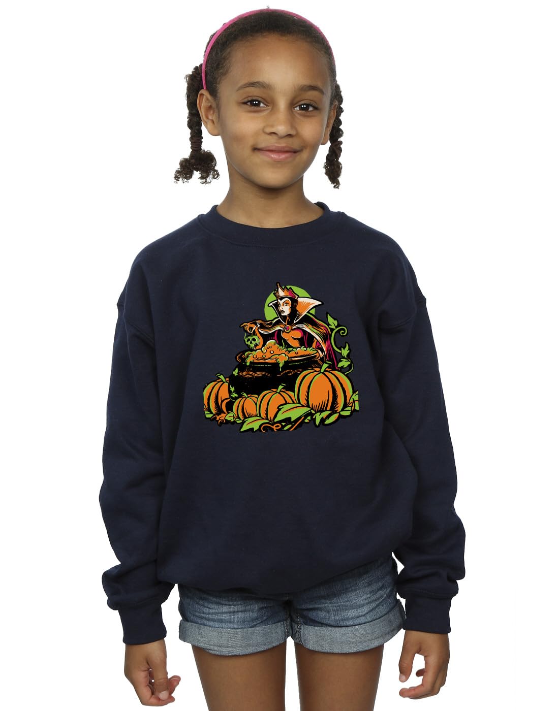 Absolute Cult Girls Navy Blue Disney Villains Evil Queen Halloween Sweatshirt Size 3-4 Years