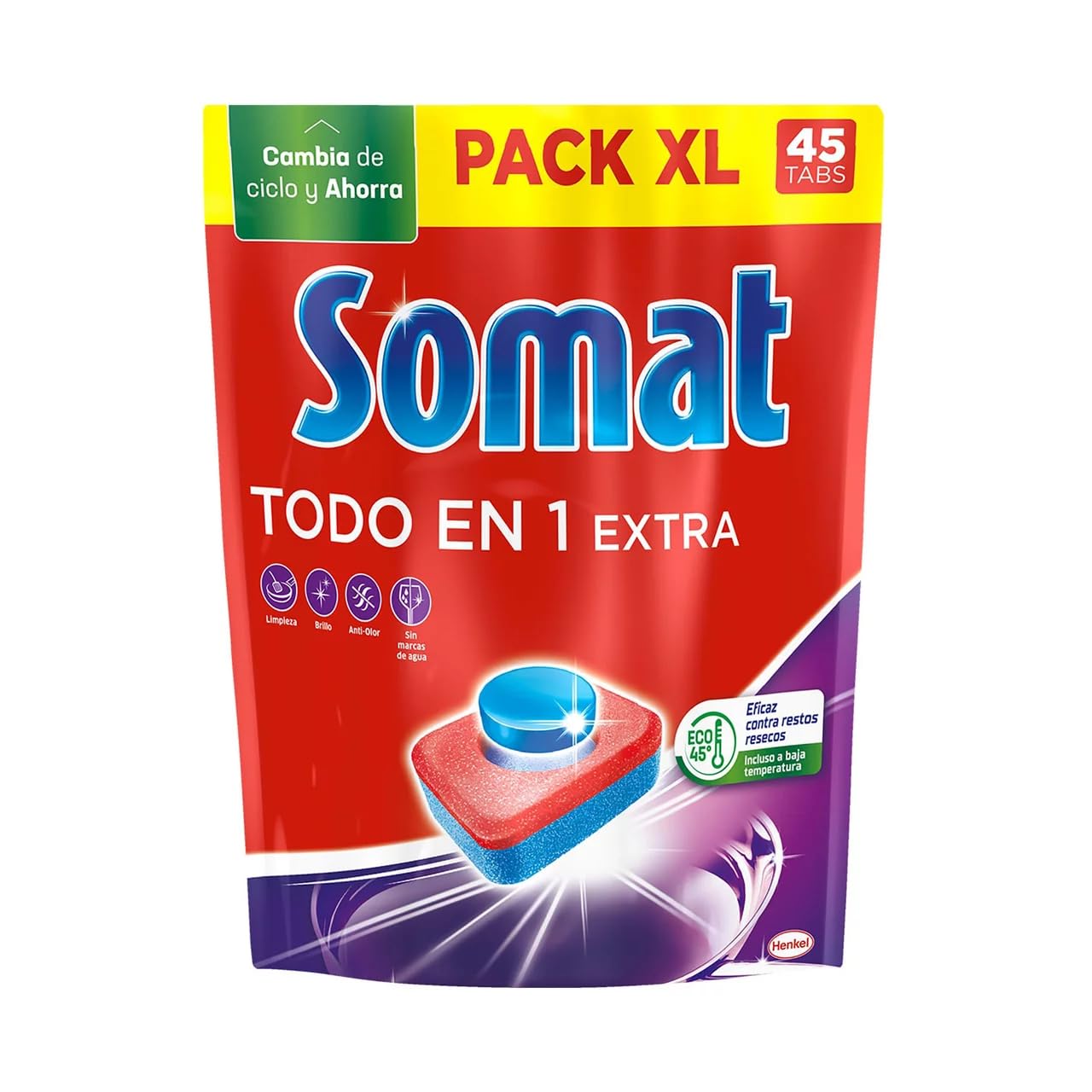 Detersivo per piatti in Tabs TodoEn1, 45 lattine, 792 g, confezione da 4