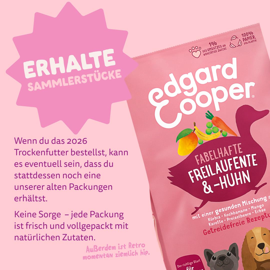 Edgard & Cooper - Comida Seca para Cachorros (Pato y Pollo, 12 kg), Comida Seca para Perros, sin Cereales, Ingredientes Naturales y Carne Fresca, Llena de aminoácidos Esenciales