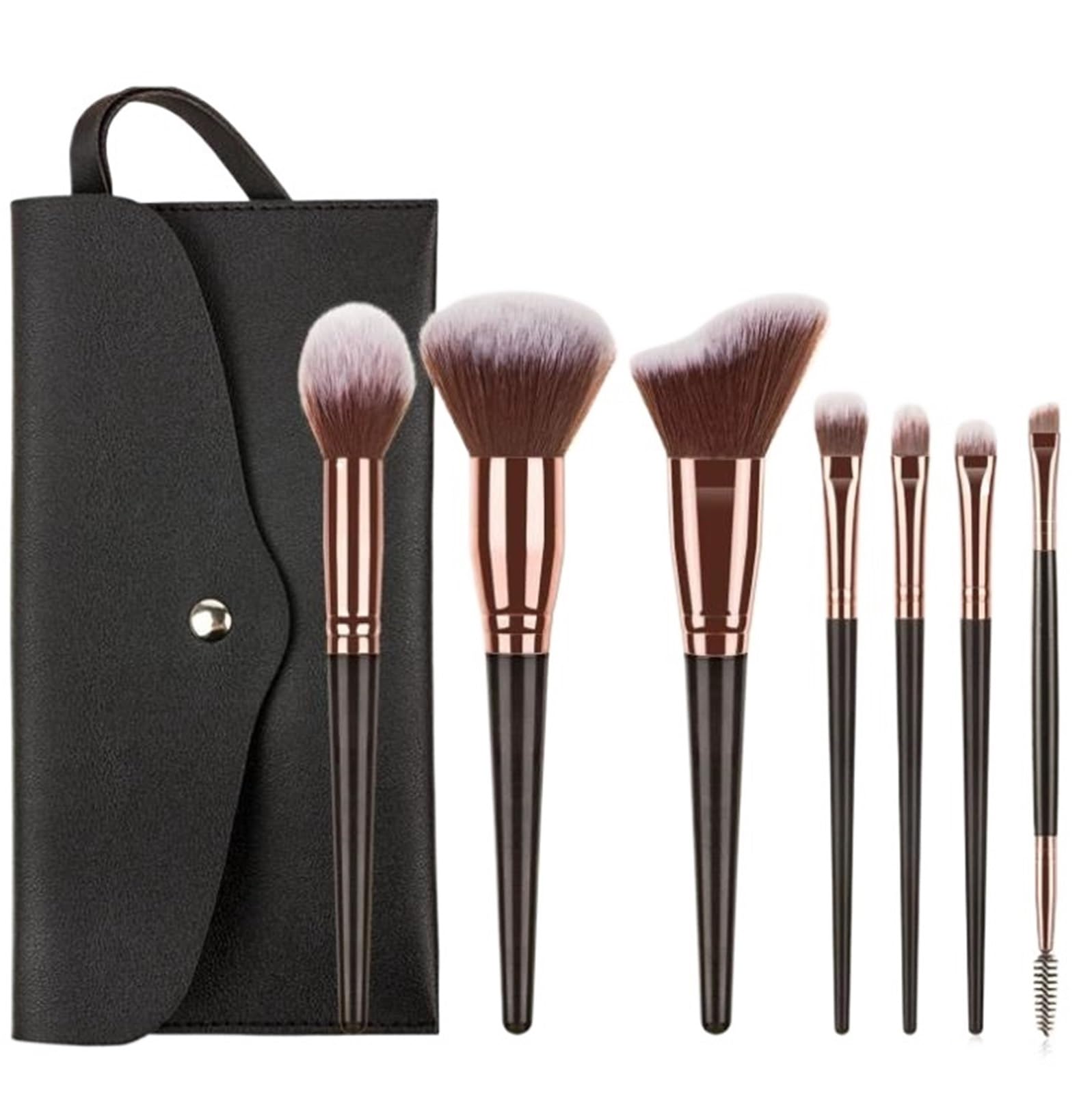 Makeup Pinsel Set Make-up-Pinsel-Set, 7 weiches Haar, loses Puder, Rouge, Foundation, Lidschatten, Concealer-Pinsel, Make-up-Augenbrauenpinsel, tragbare Set-Werkzeuge(7 black and gold)