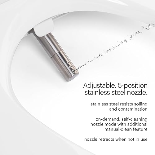 Miniatura 23 de Brondell Swash - Asiento de inodoro eléctrico con boquilla oscilante, secador de aire caliente, luz nocturna, control remoto, alargado, color blanco