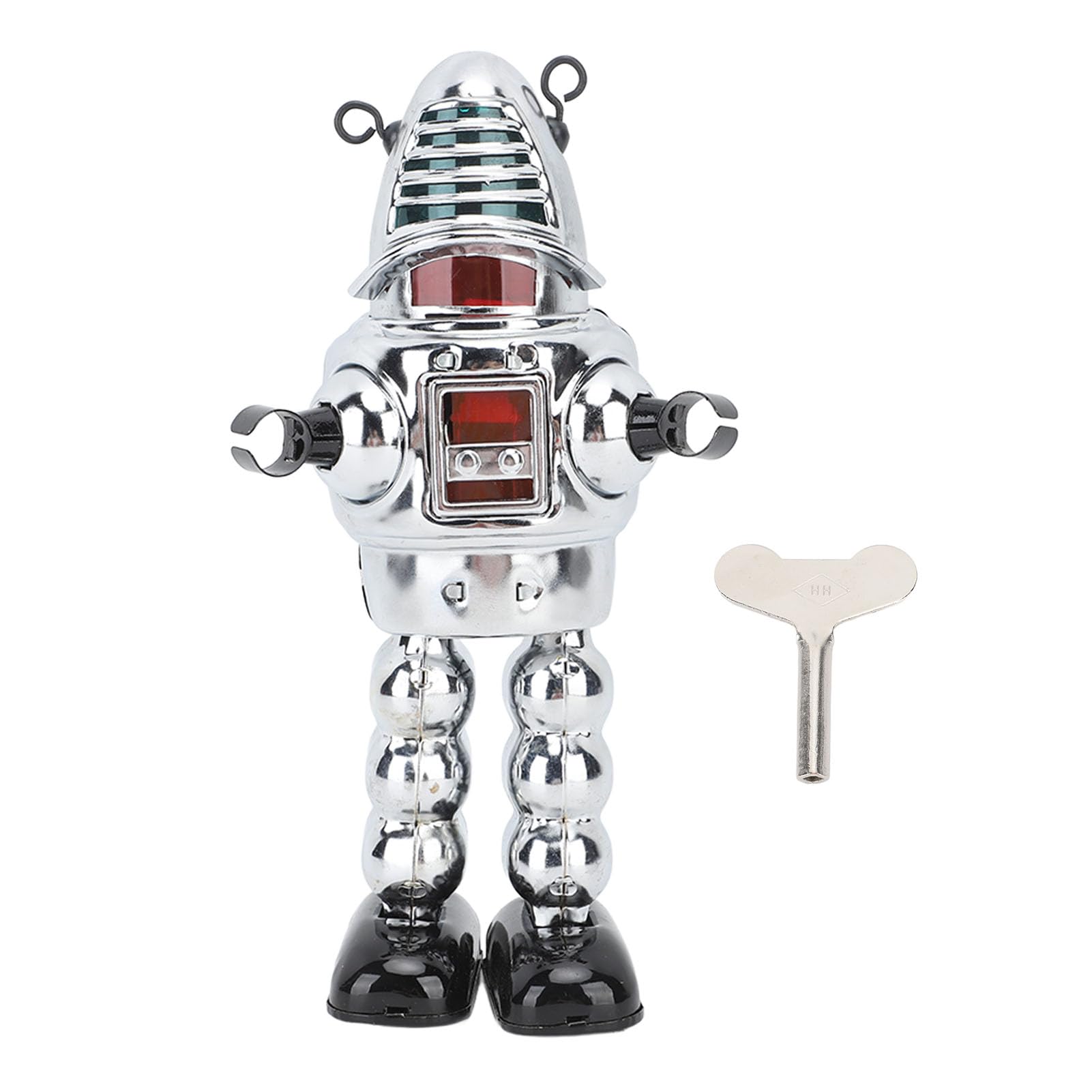 Alomejor Giocattolo Robot a Orologeria, Statuetta Ambulante di Robot da Scherma in Metallo con Pietre Lampeggianti e Scintille, per Regalo di Compleanno di Natale di Halloween da (Silver)