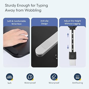 Laptop Stand Computer Desk, Height and Angle Adjustable Laptop Table, Portable Bed Tray for Eating, Foldable Standing Desk for Home Working, Writing in Sofa Bed,55x34.5cm