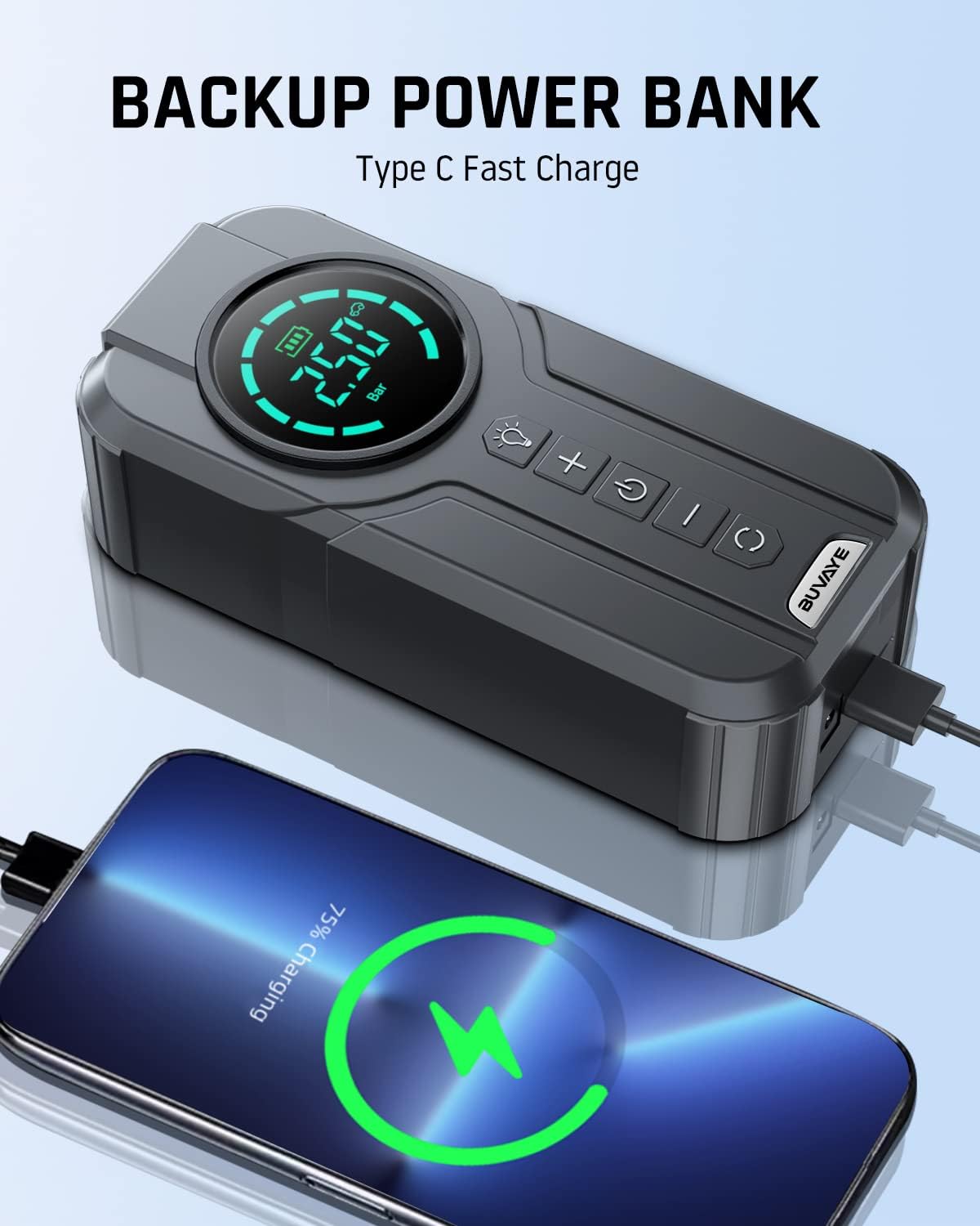 BUVAYE Air Compressor as Power Bank