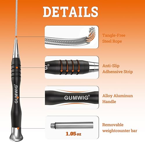 Miniatura 5 de High Speed Jump Rope for Adults Men Women, Double Under Jumping Ropes for Workout Fitness Professional Training Boxing, Weighted Skipping Workout