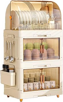 Kitchen storage dish drying cabinet for kitchen counter, dish racks with cabinet doors, drying rack for dishes, drainers rack, Used for placing washed dishes.40 * 27 * 75cm