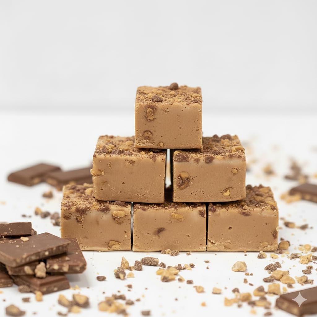 Valley Fudge, English Toffee Crunch, Fresh Artisan Fudge, Real Butter, Gourmet Candy, One Pound Package