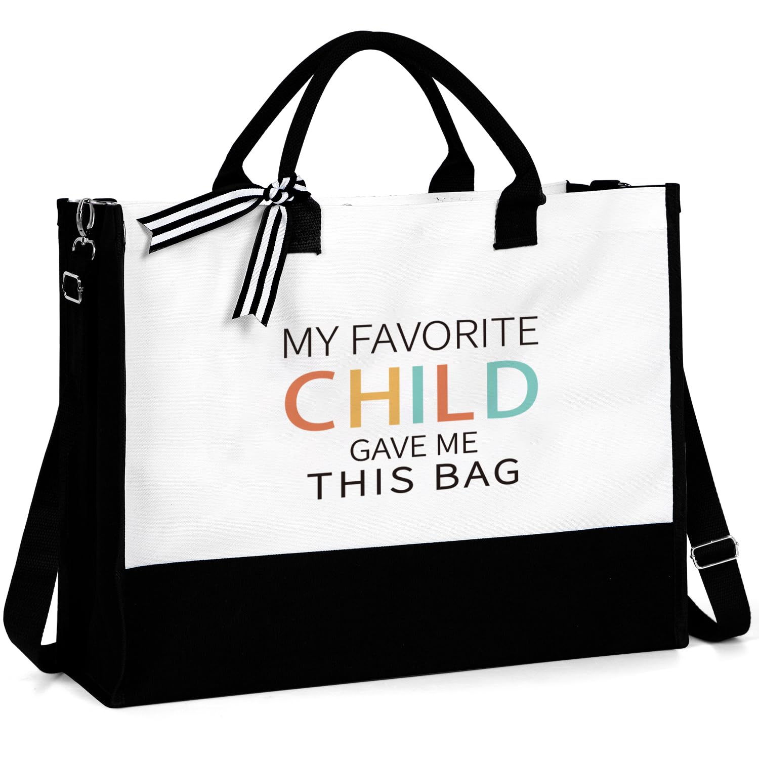 iAOVUEBYChristmas Gifts for Mom Mother Mommy, Canvas Tote Bag with Zipper Pocket, Large Birthday Gift for Pregnant New Mom