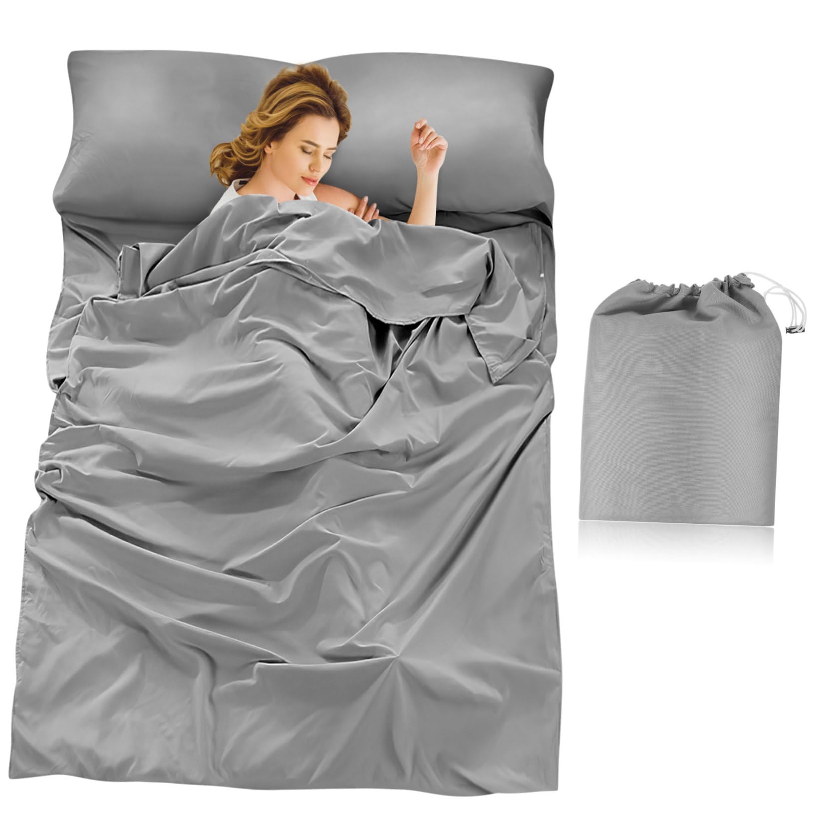 Schlafsack Inlett für Erwachsene Reisen Einschulung Feier Hotel | Leichtes Polyester, Großes Format, Mehrzweck für Reise und Hotel, Schlichtes Einfarbiges Design