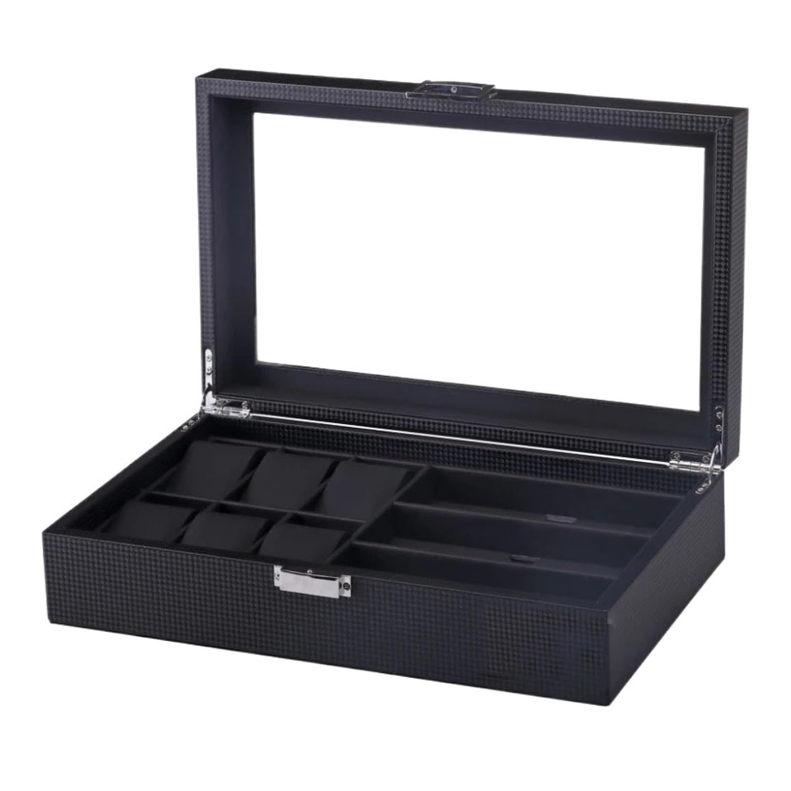 GHHZML Watch Box Handmade Wooden/Pu Leather 6+3 Watch And Sunglasses Organizer Multi-Function Jewelry Display Stand Box