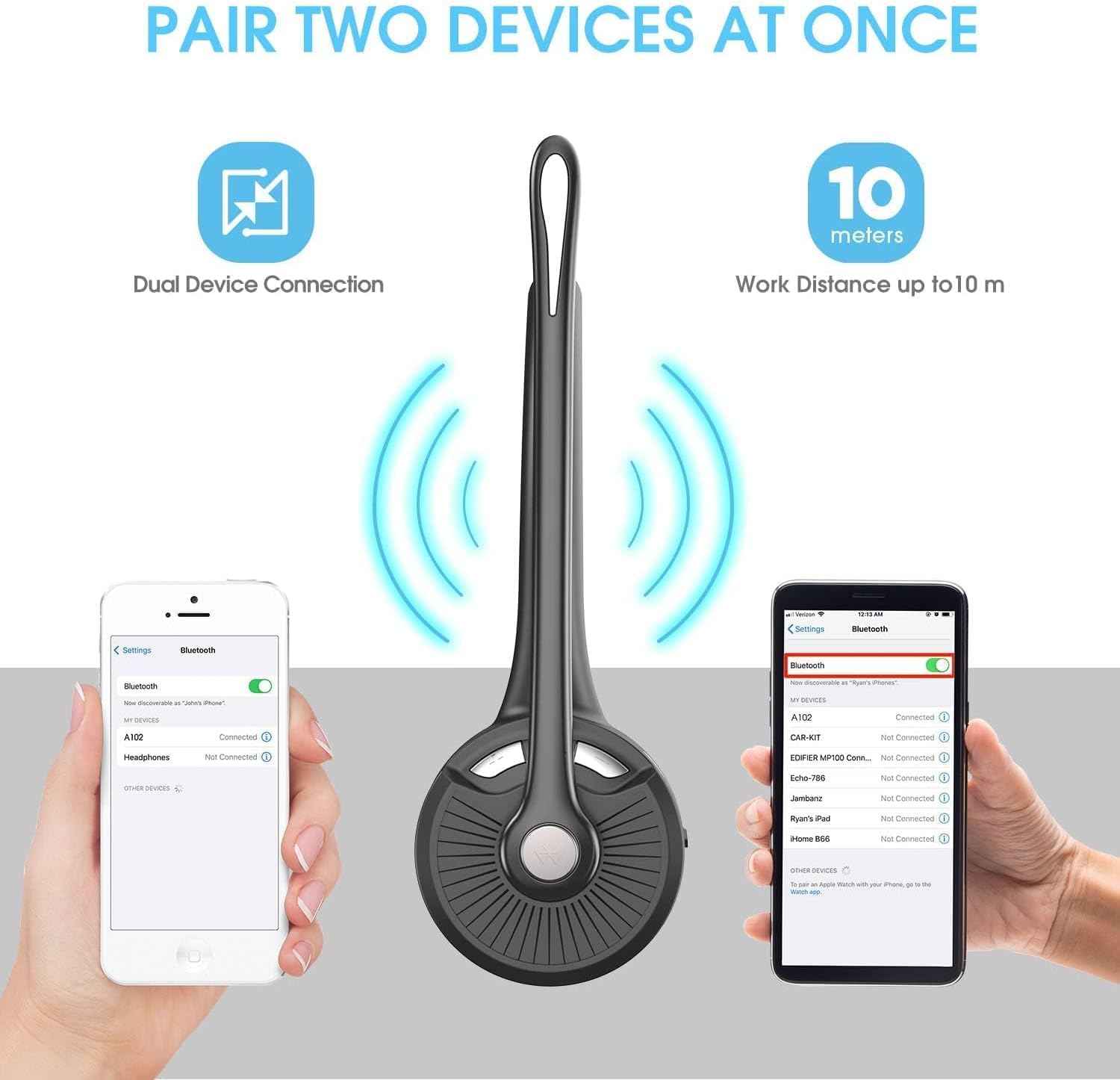 cuffie Bluetooth con microfono, cuffie on-ear wireless con cancellazione del rumore e stazione di ricarica, cuffie per telefono con pulsante muto per laptop, Skype, call center, ufficio
