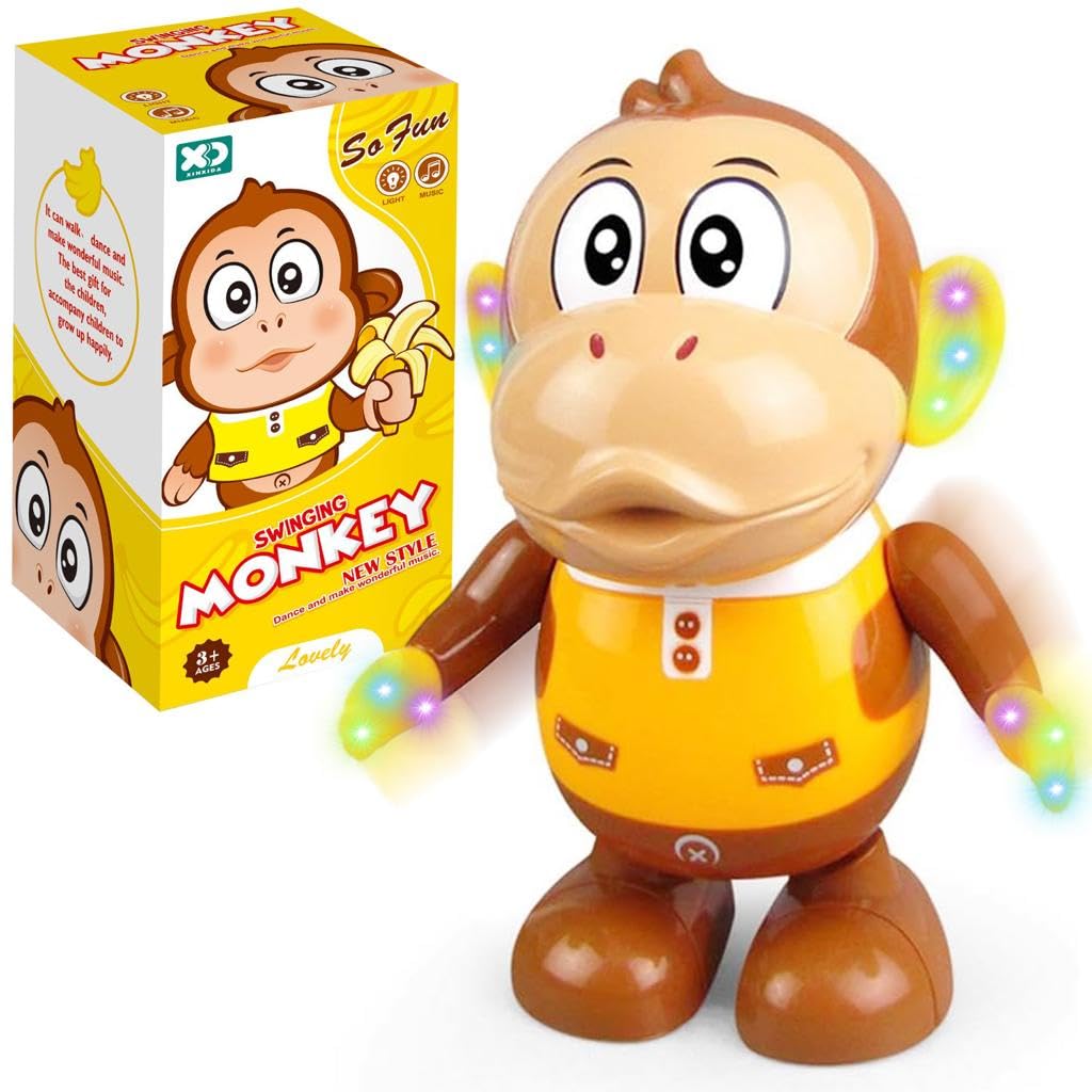 Home Smart LED Light Music Dancing Monkey Toy Fun Dancing and Musical Monkey Swinging with Light and Melodious Music for Toddlers and Kid's